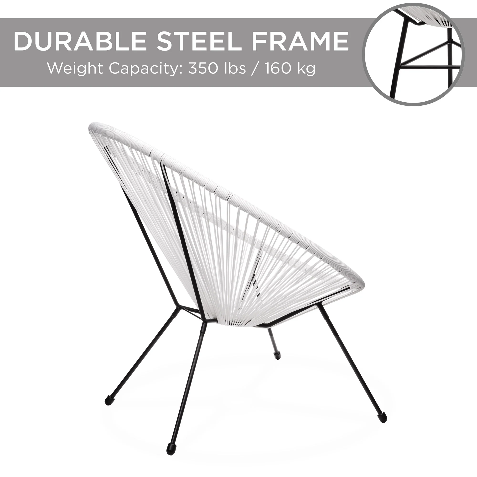 3-Piece All-Weather Patio Acapulco Bistro Set w/ Rope, Glass Top Table - Image 27