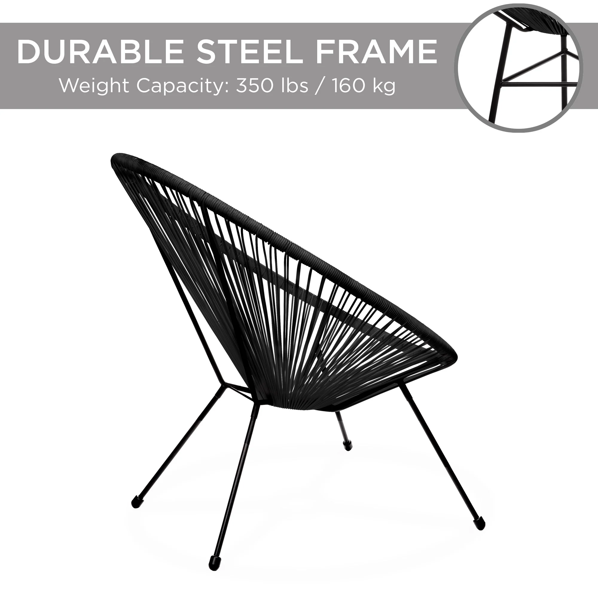 3-Piece All-Weather Patio Acapulco Bistro Set w/ Rope, Glass Top Table - Image 34