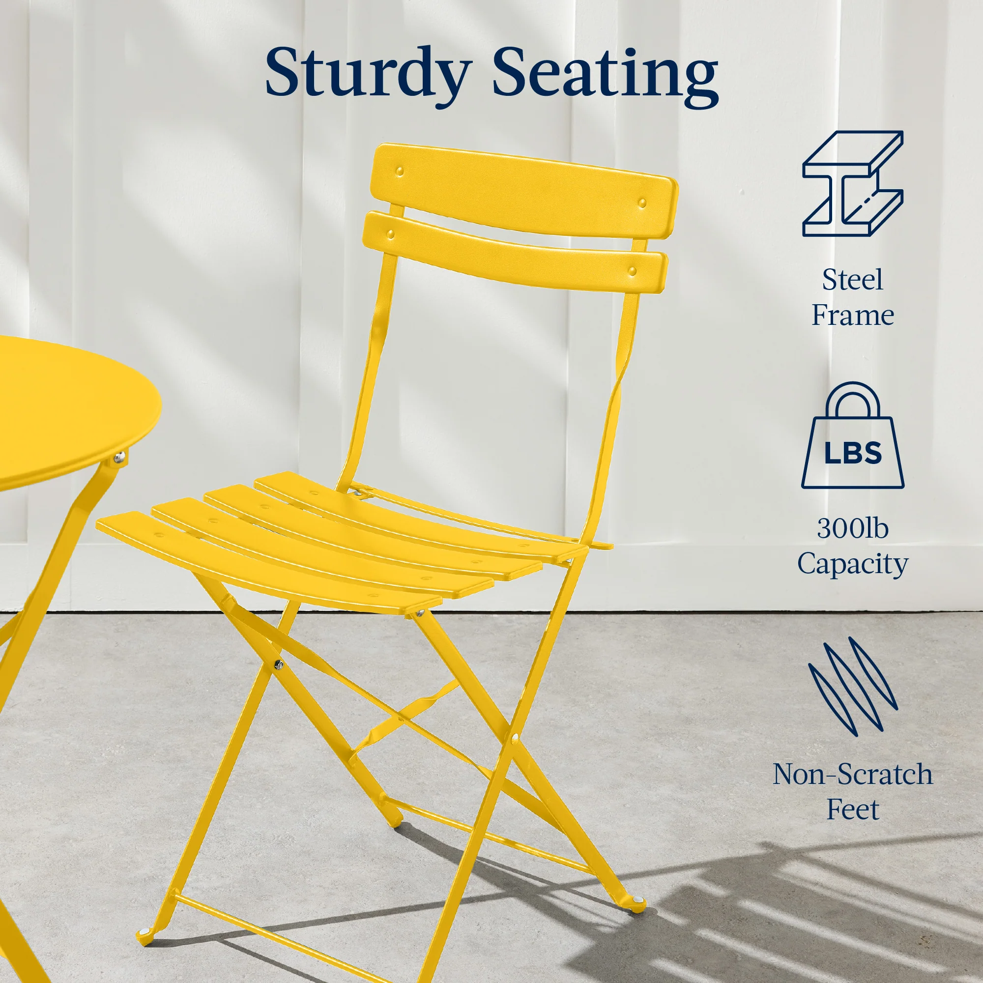3-Piece Small Folding Patio Bistro Set w/ 2 Chairs - Image 103