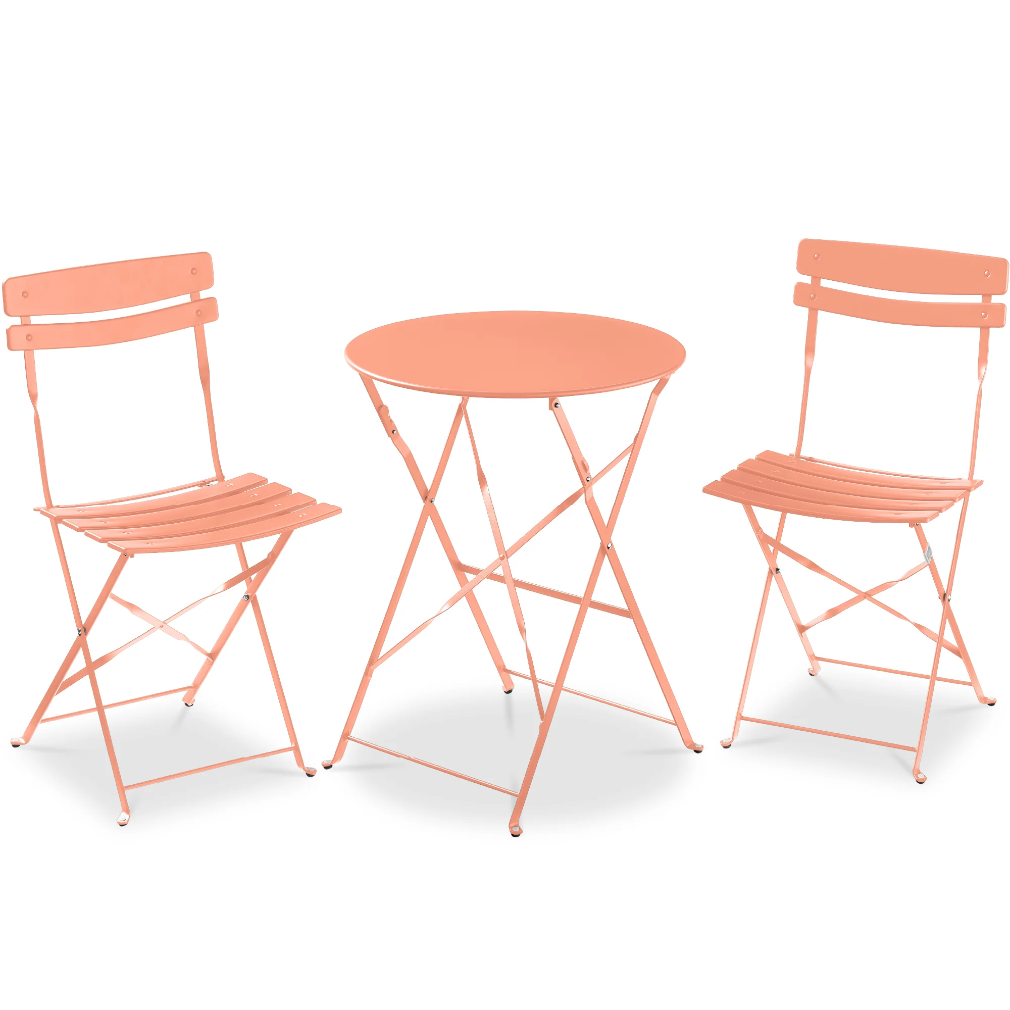 3-Piece Small Folding Patio Bistro Set w/ 2 Chairs - Image 105