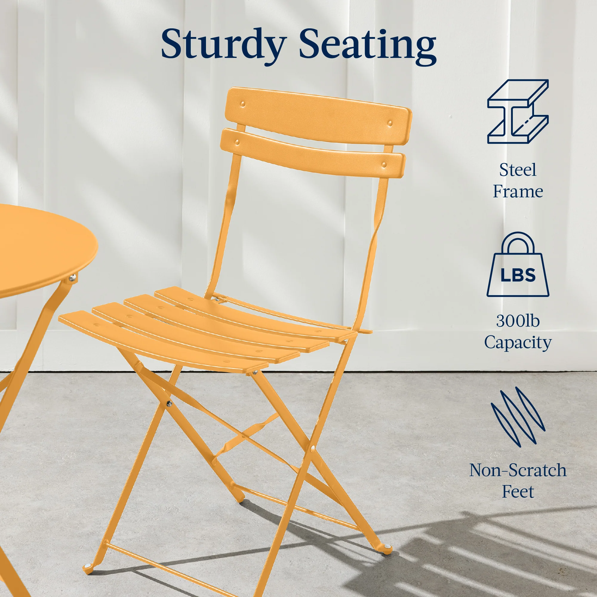 3-Piece Small Folding Patio Bistro Set w/ 2 Chairs - Image 143