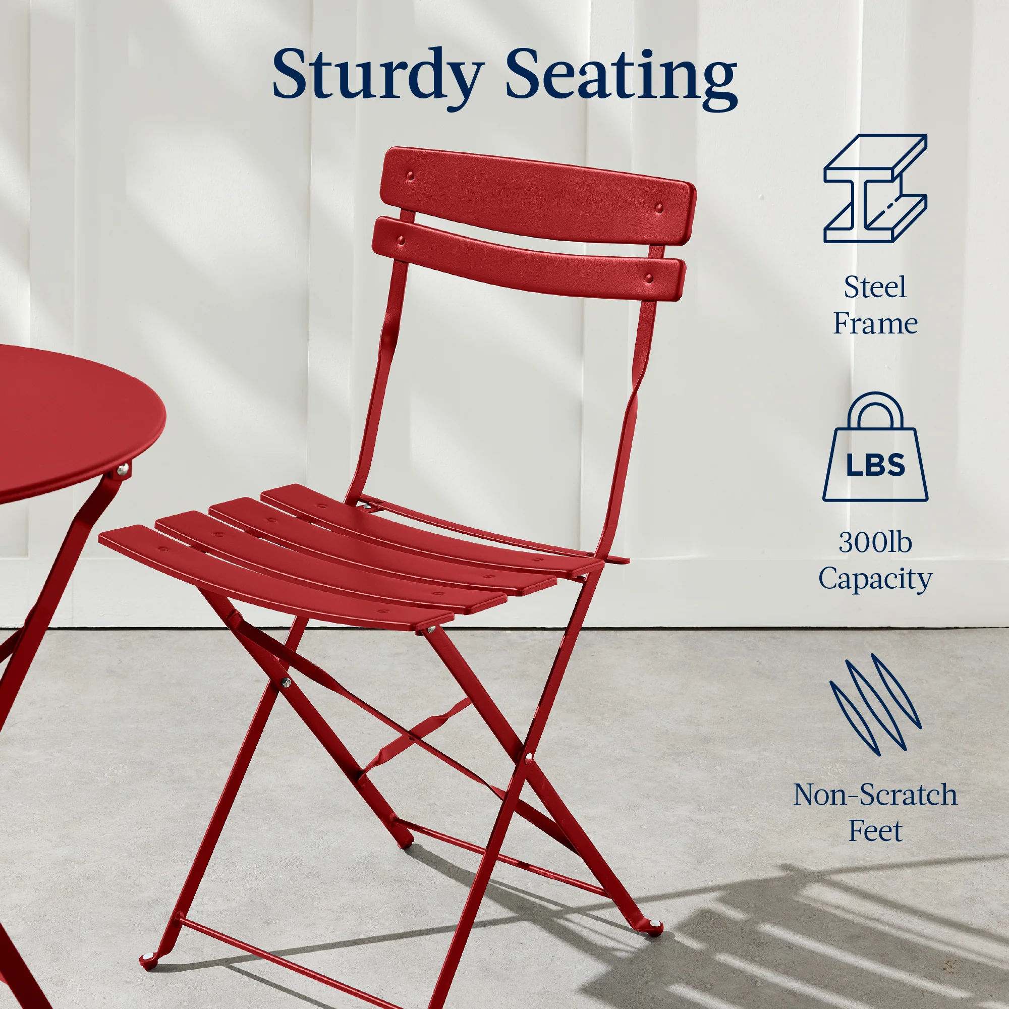 3-Piece Small Folding Patio Bistro Set w/ 2 Chairs - Image 39