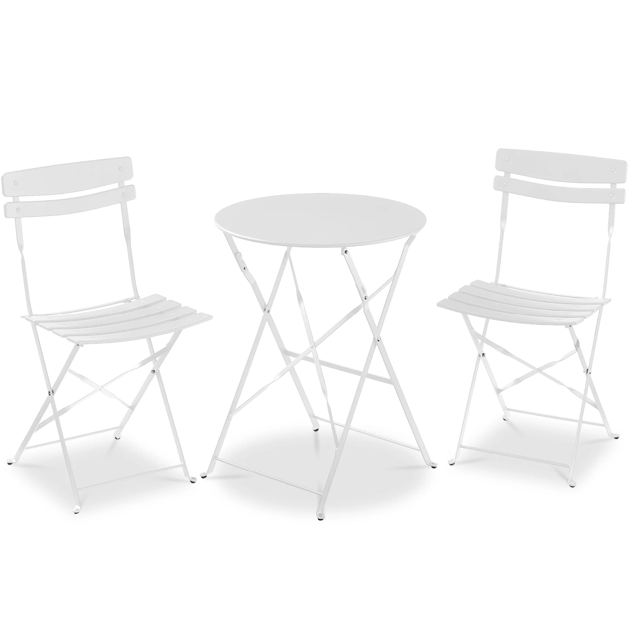 3-Piece Small Folding Patio Bistro Set w/ 2 Chairs - Image 41