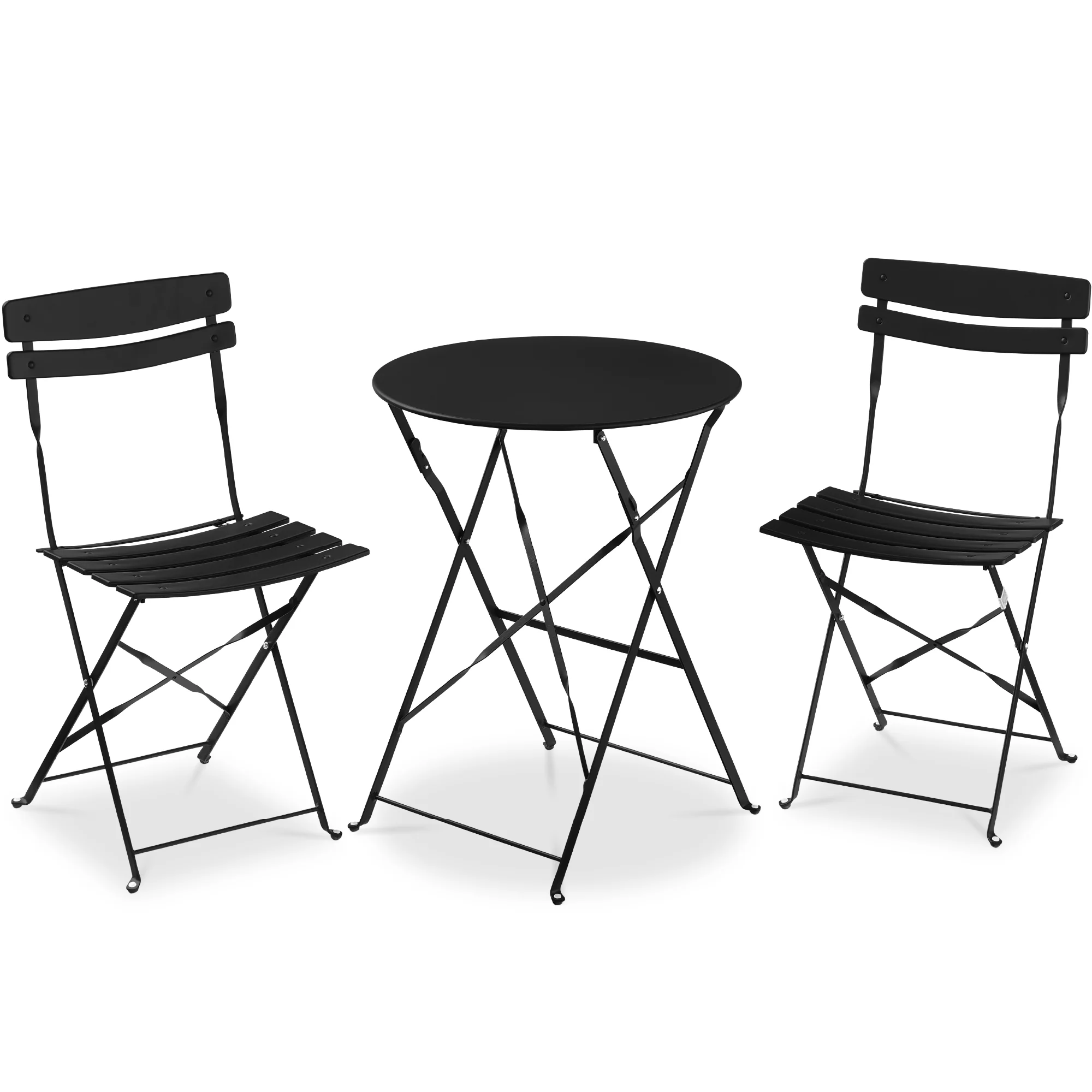 3-Piece Small Folding Patio Bistro Set w/ 2 Chairs - Image 57