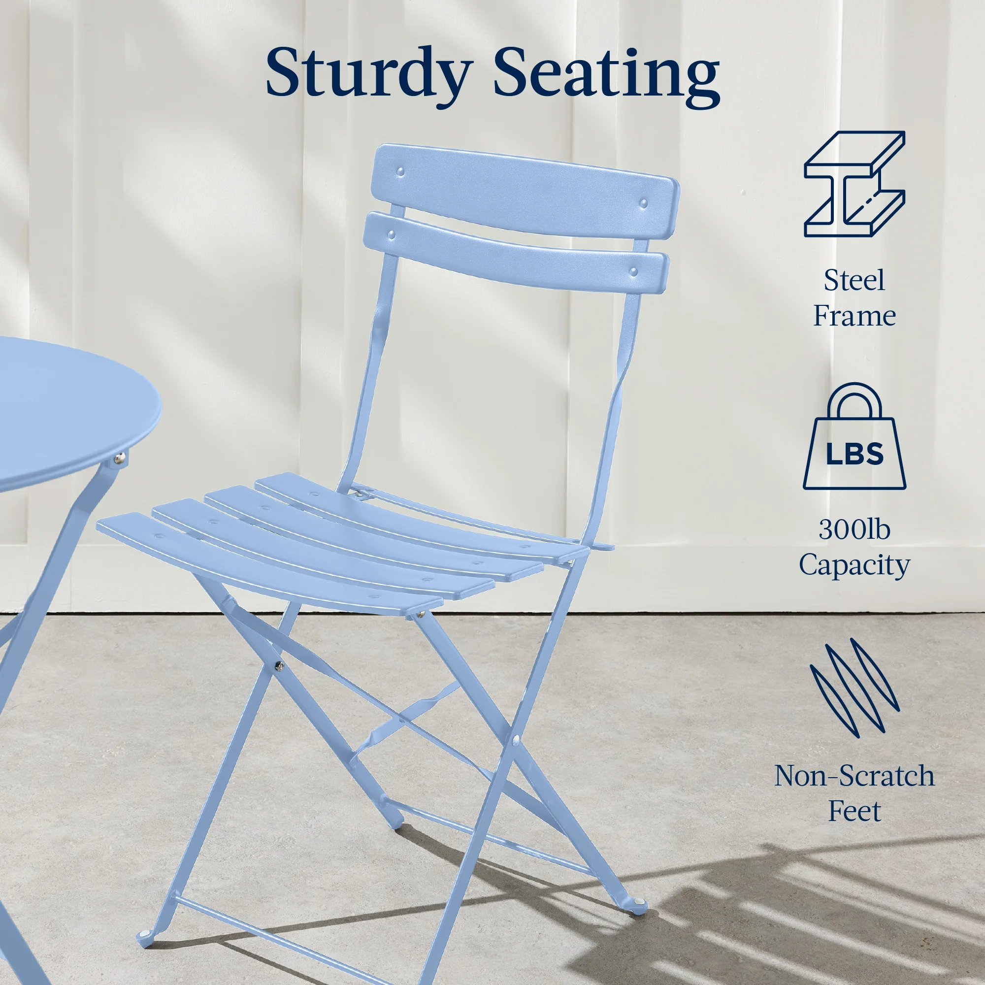 3-Piece Small Folding Patio Bistro Set w/ 2 Chairs - Image 71