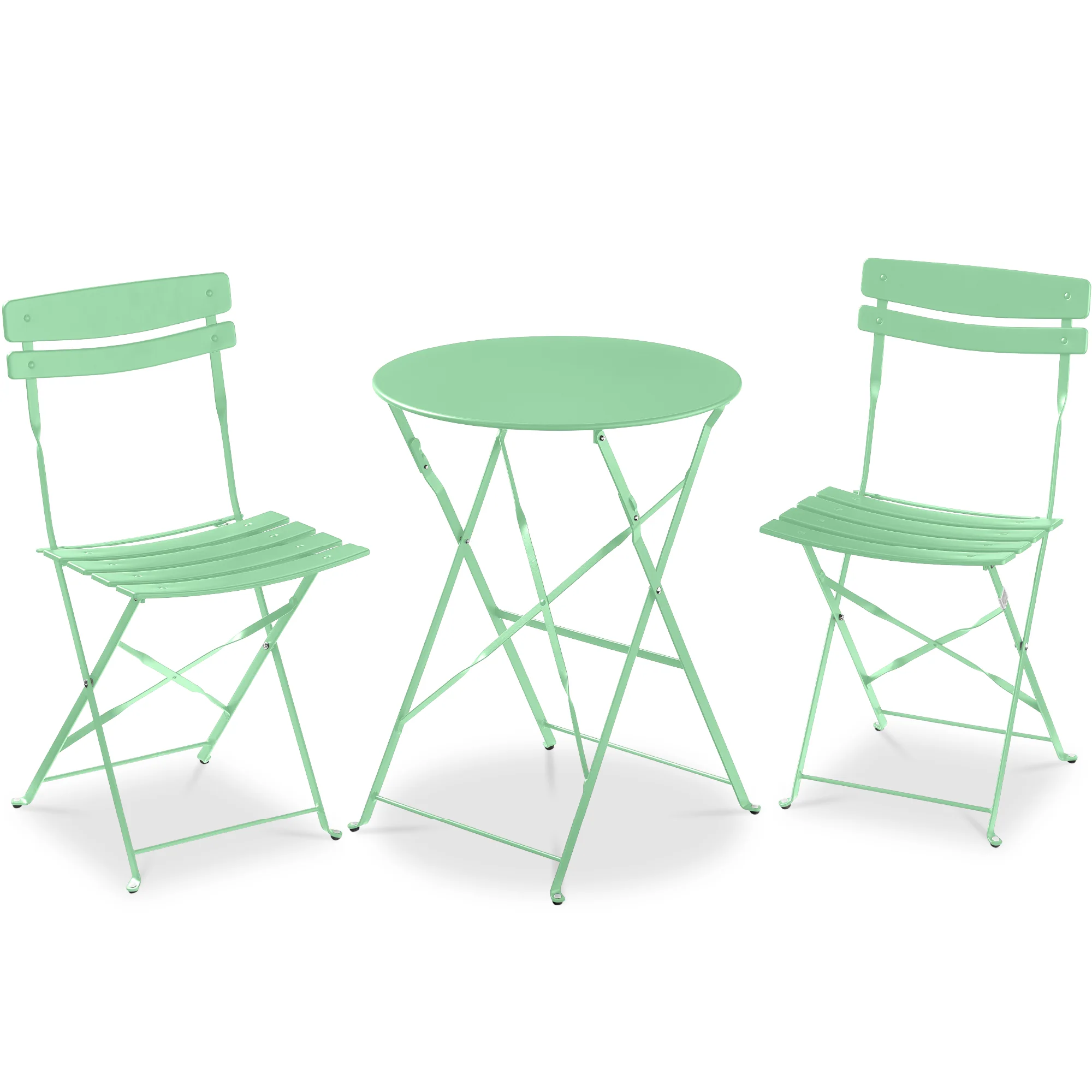 3-Piece Small Folding Patio Bistro Set w/ 2 Chairs - Image 73