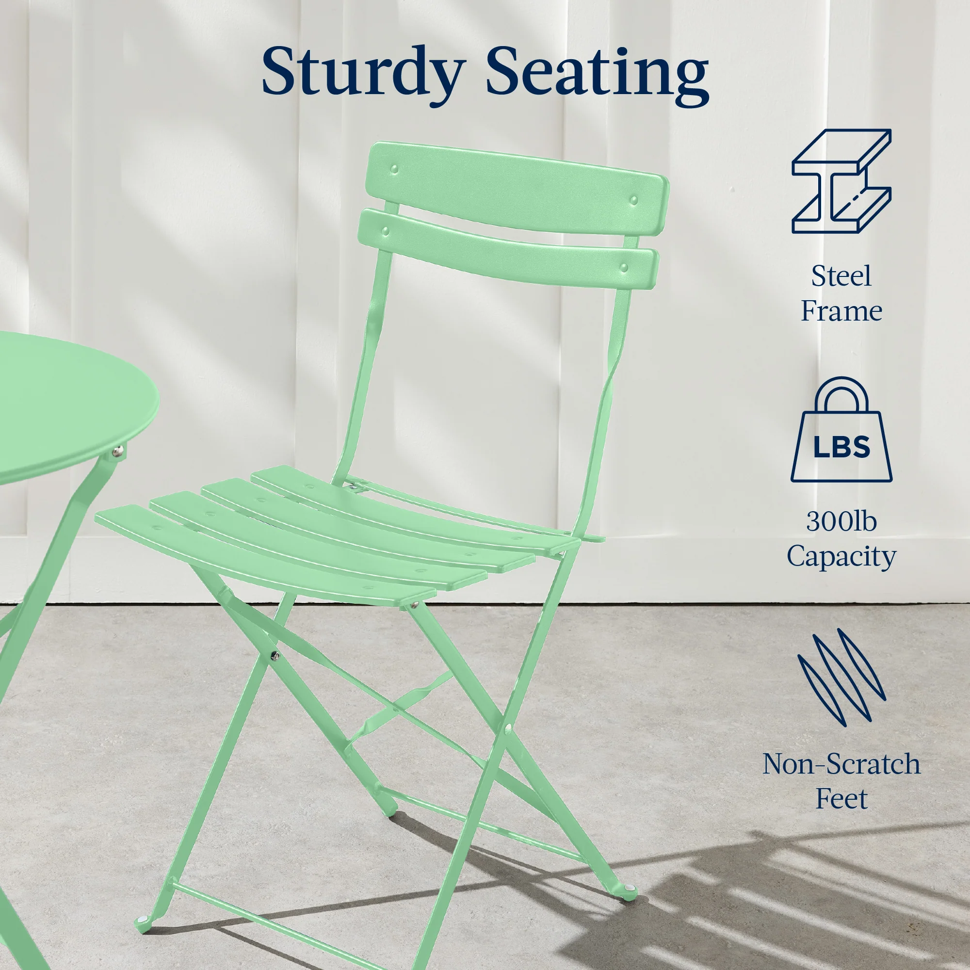 3-Piece Small Folding Patio Bistro Set w/ 2 Chairs - Image 79
