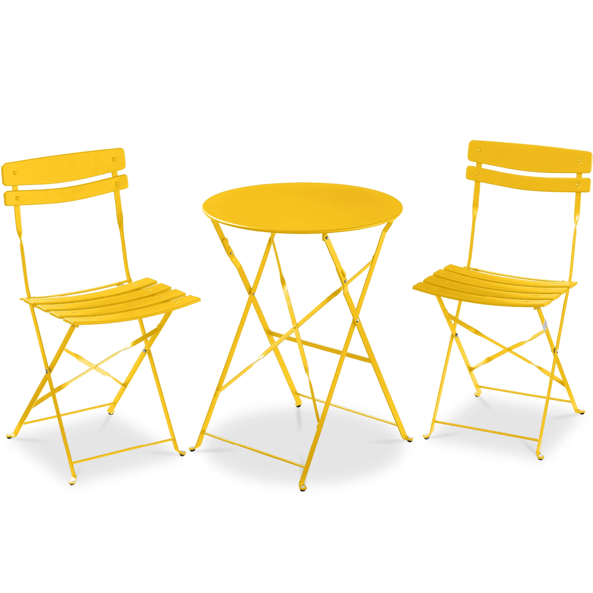 3-Piece Small Folding Patio Bistro Set w/ 2 Chairs - Image 97