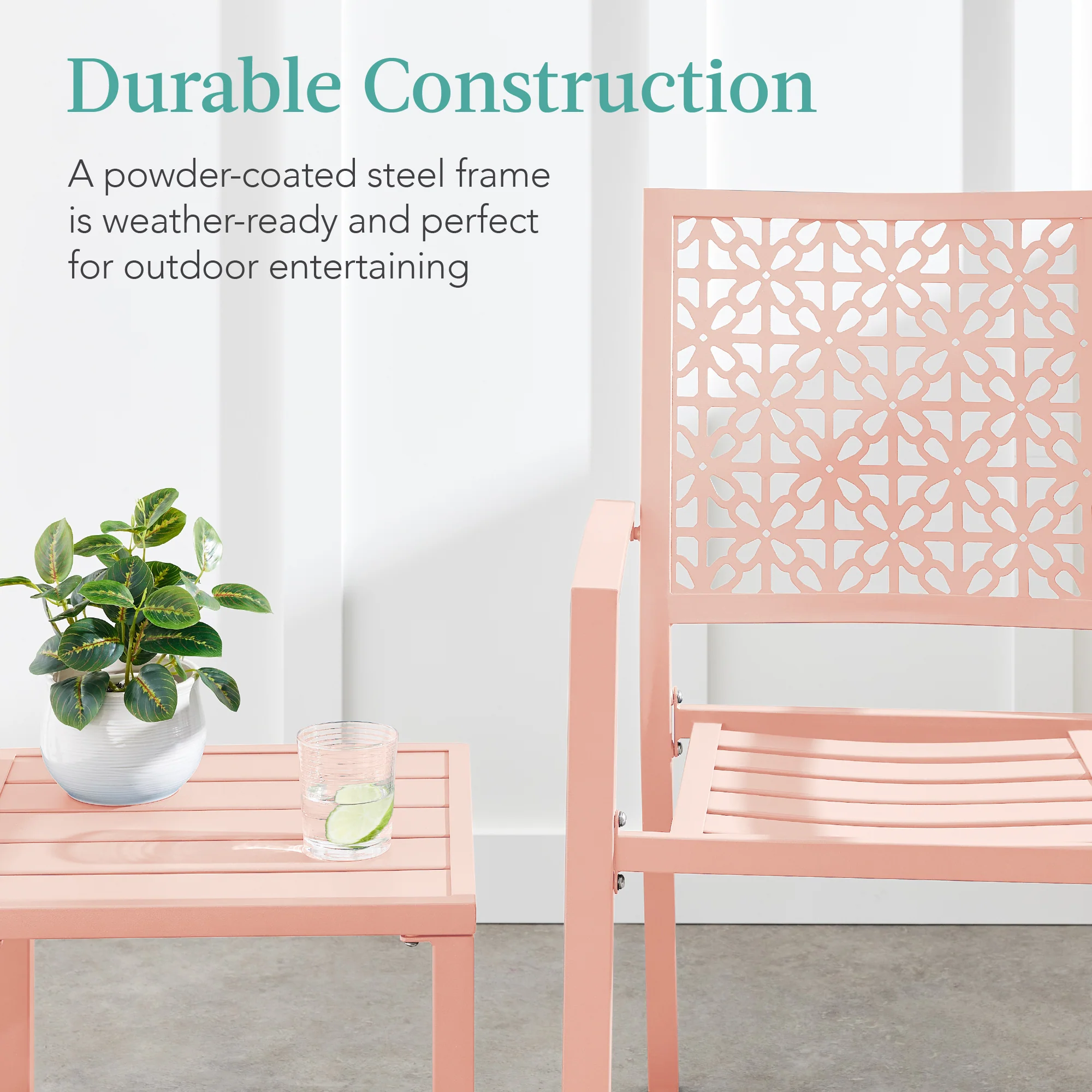 3-Piece Stackable Steel Outdoor Conversation Bistro Set - Image 10