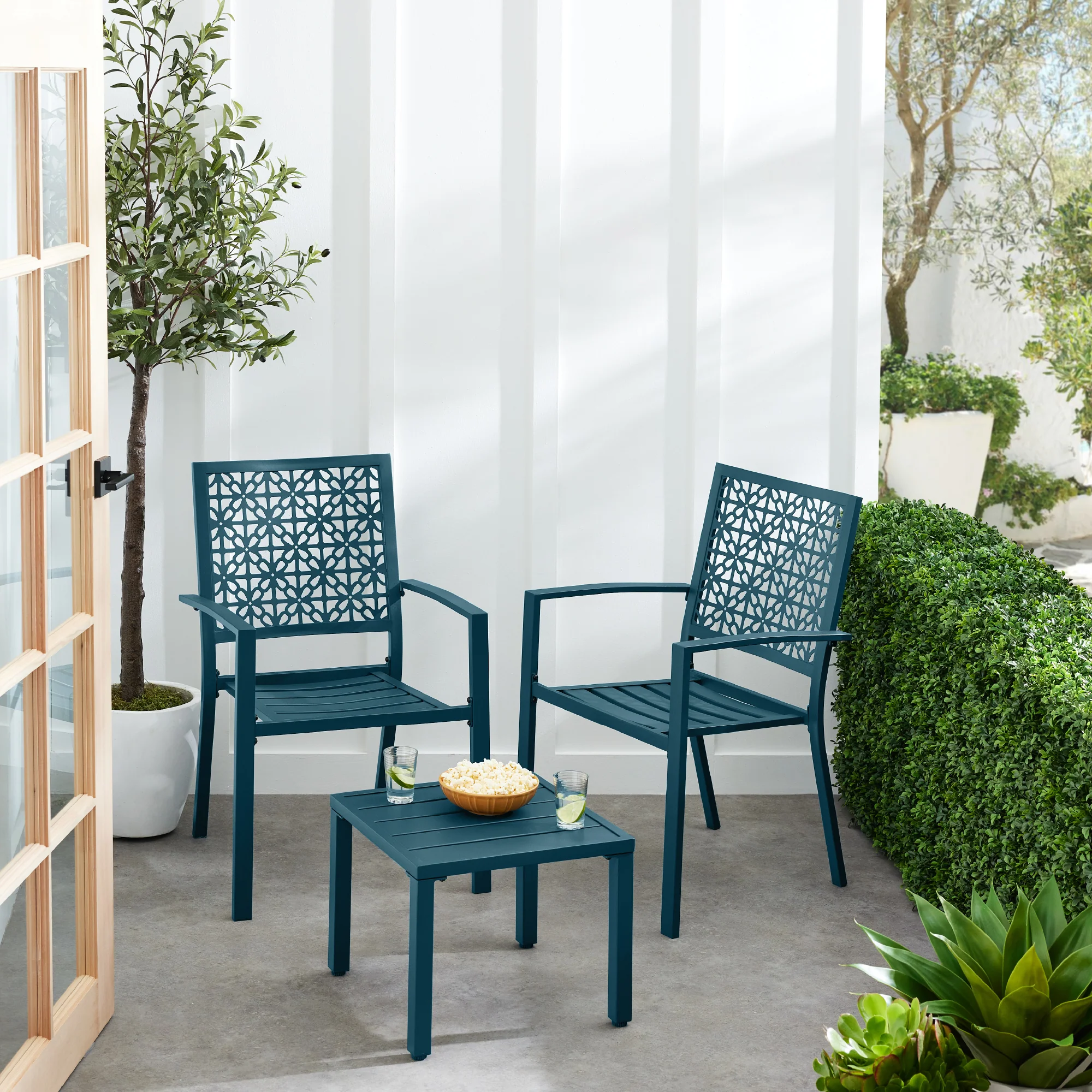 3-Piece Stackable Steel Outdoor Conversation Bistro Set - Image 16