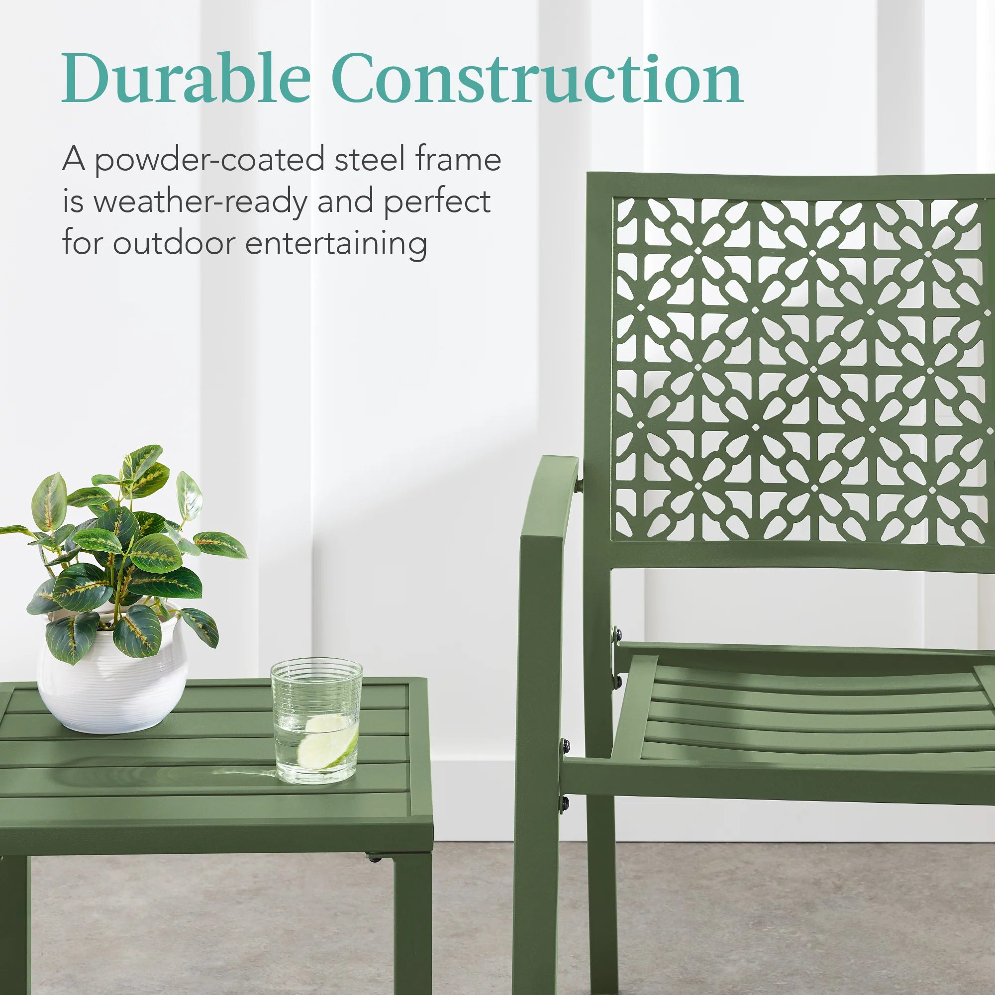 3-Piece Stackable Steel Outdoor Conversation Bistro Set - Image 24