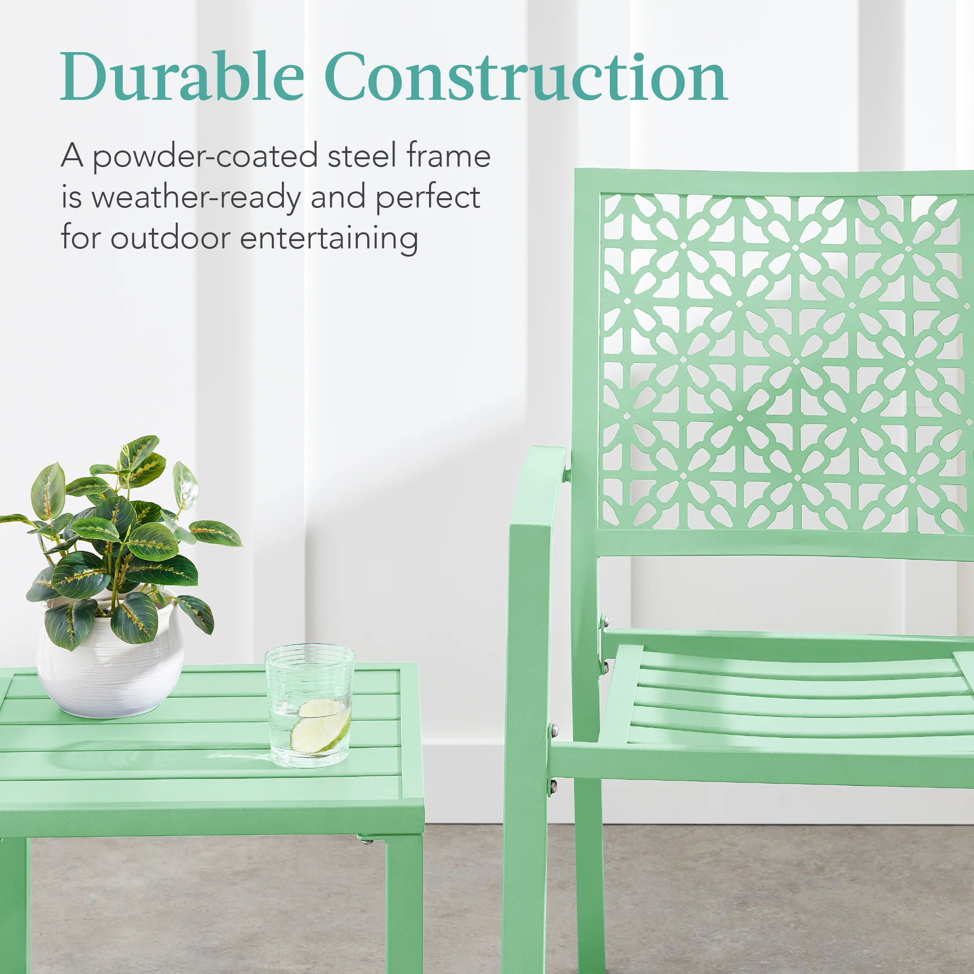 3-Piece Stackable Steel Outdoor Conversation Bistro Set - Image 3
