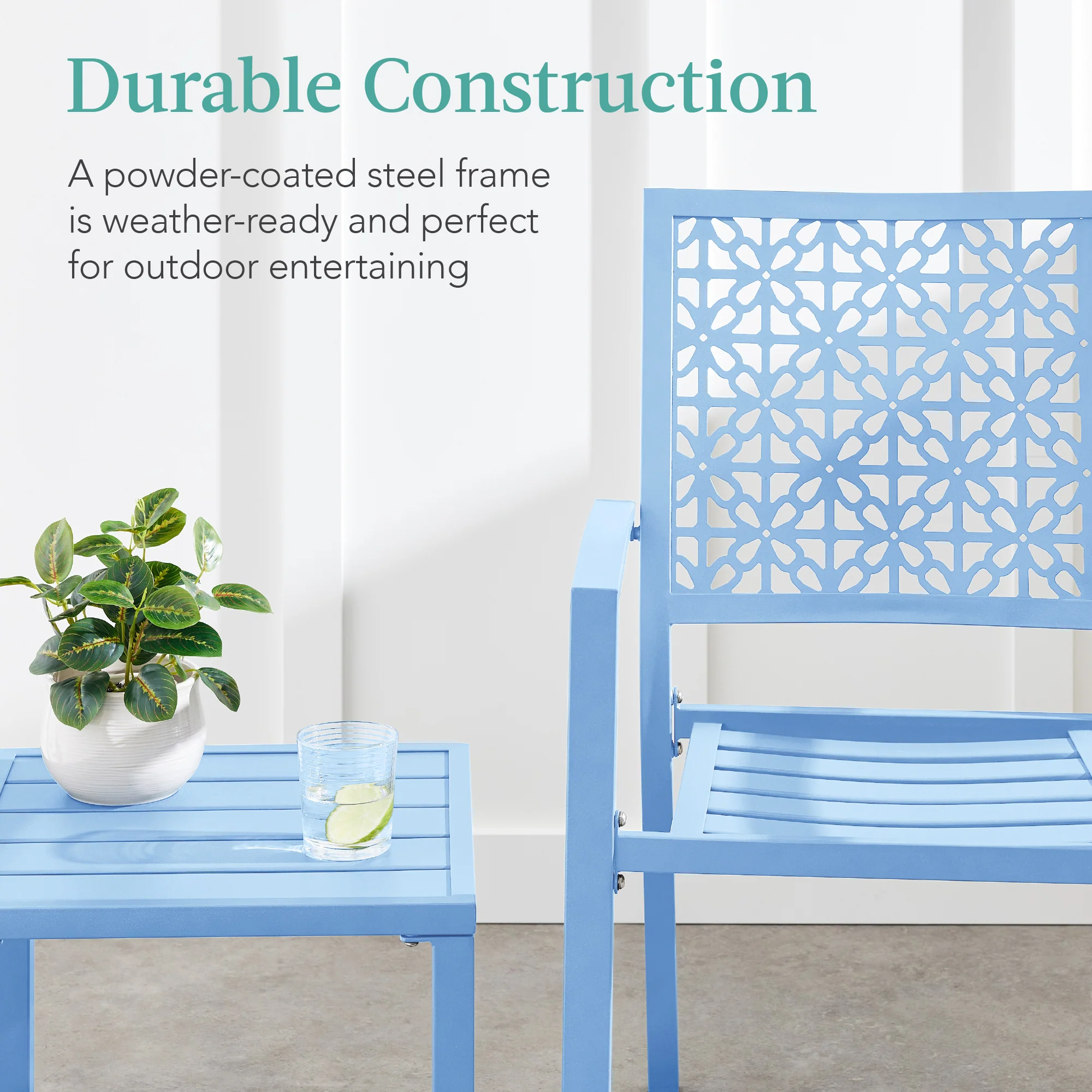 3-Piece Stackable Steel Outdoor Conversation Bistro Set - Image 31