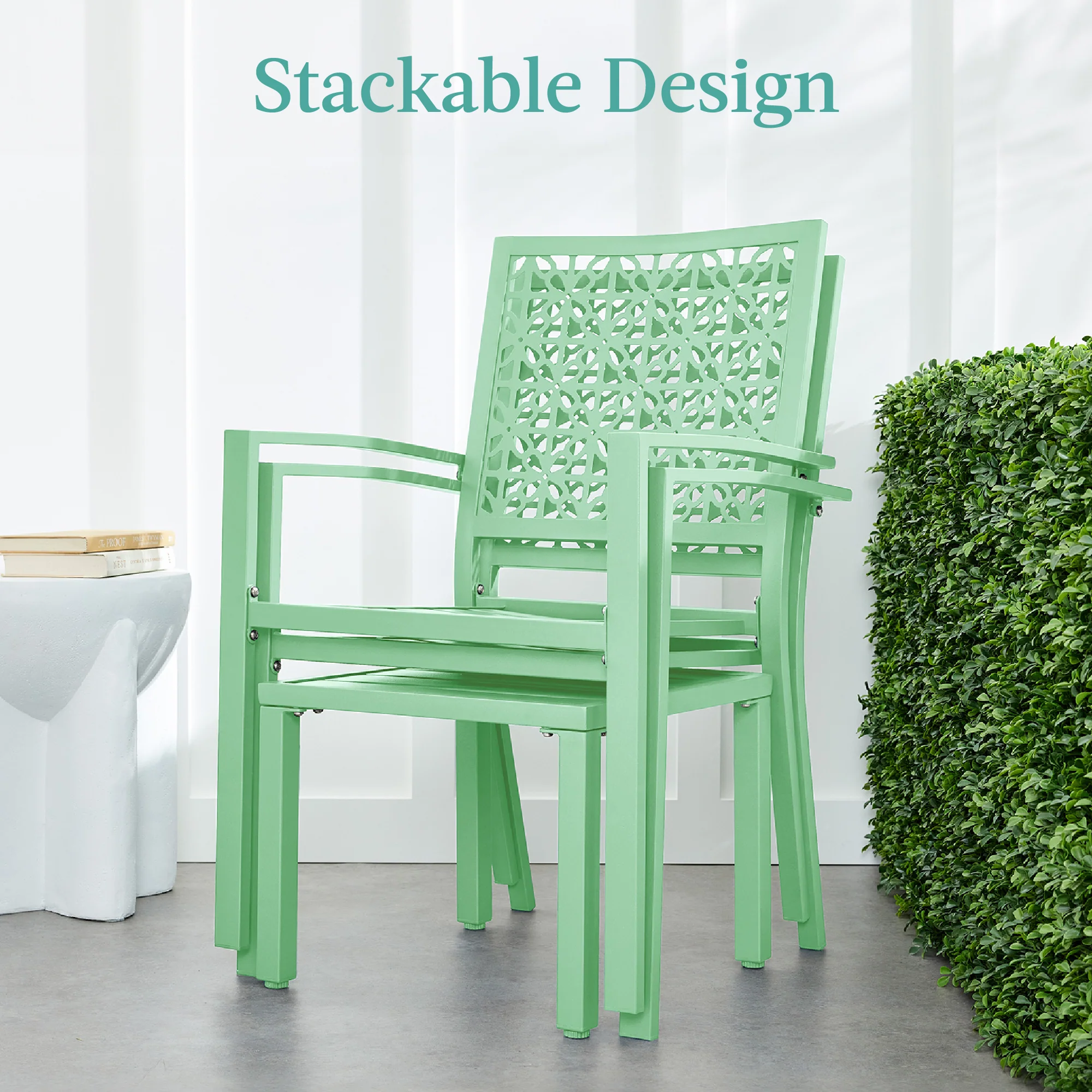 3-Piece Stackable Steel Outdoor Conversation Bistro Set - Image 4