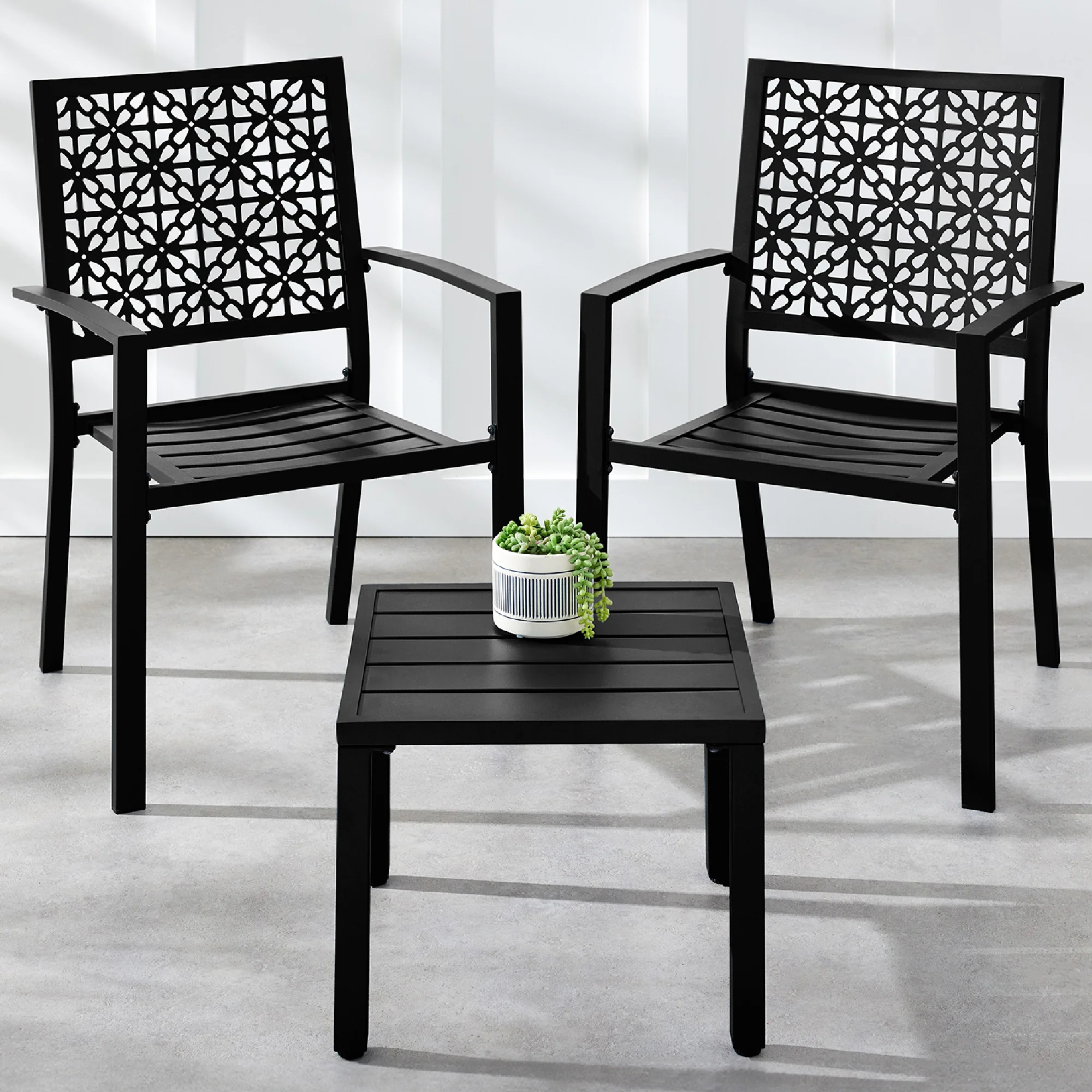 3-Piece Stackable Steel Outdoor Conversation Bistro Set - Image 43