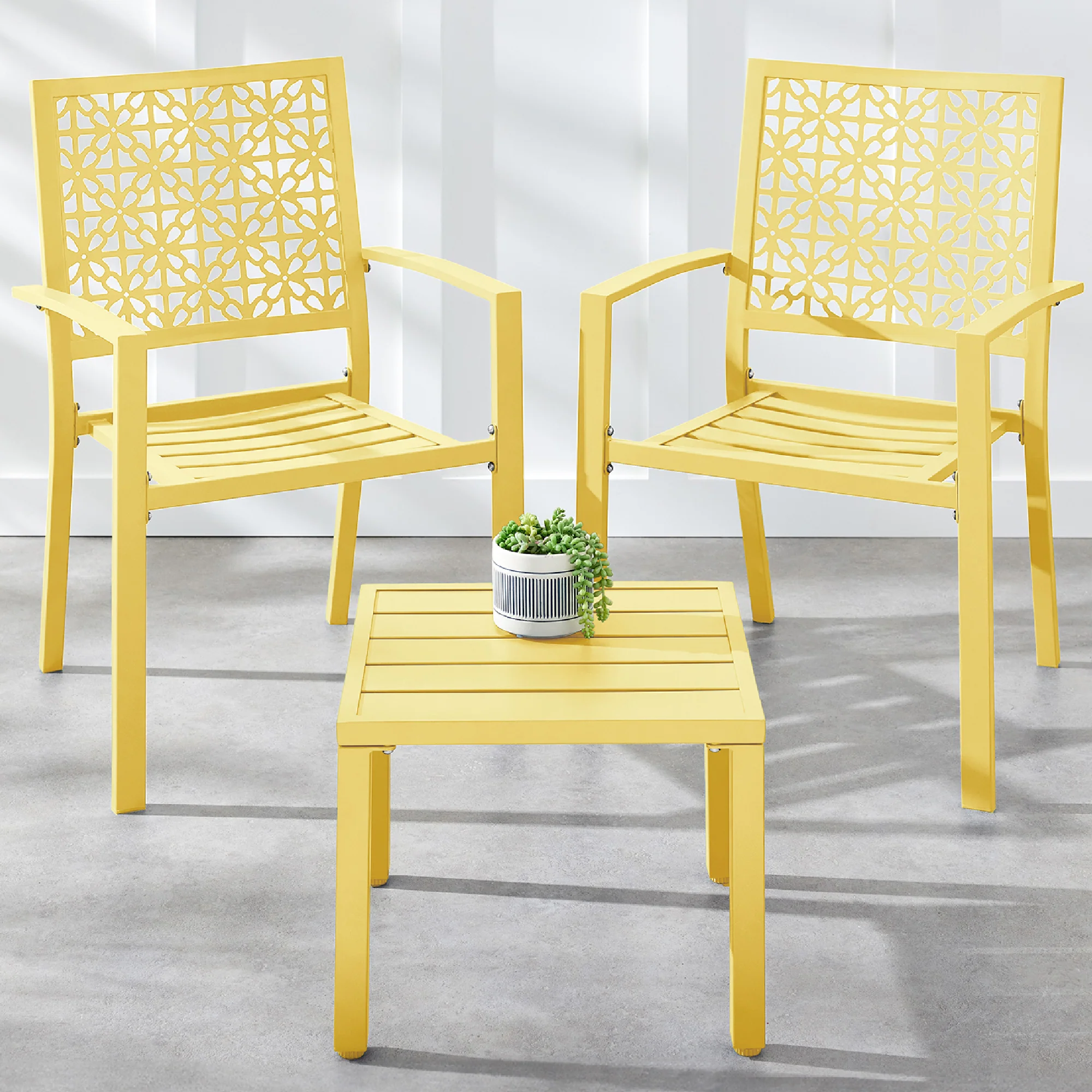 3-Piece Stackable Steel Outdoor Conversation Bistro Set - Image 50