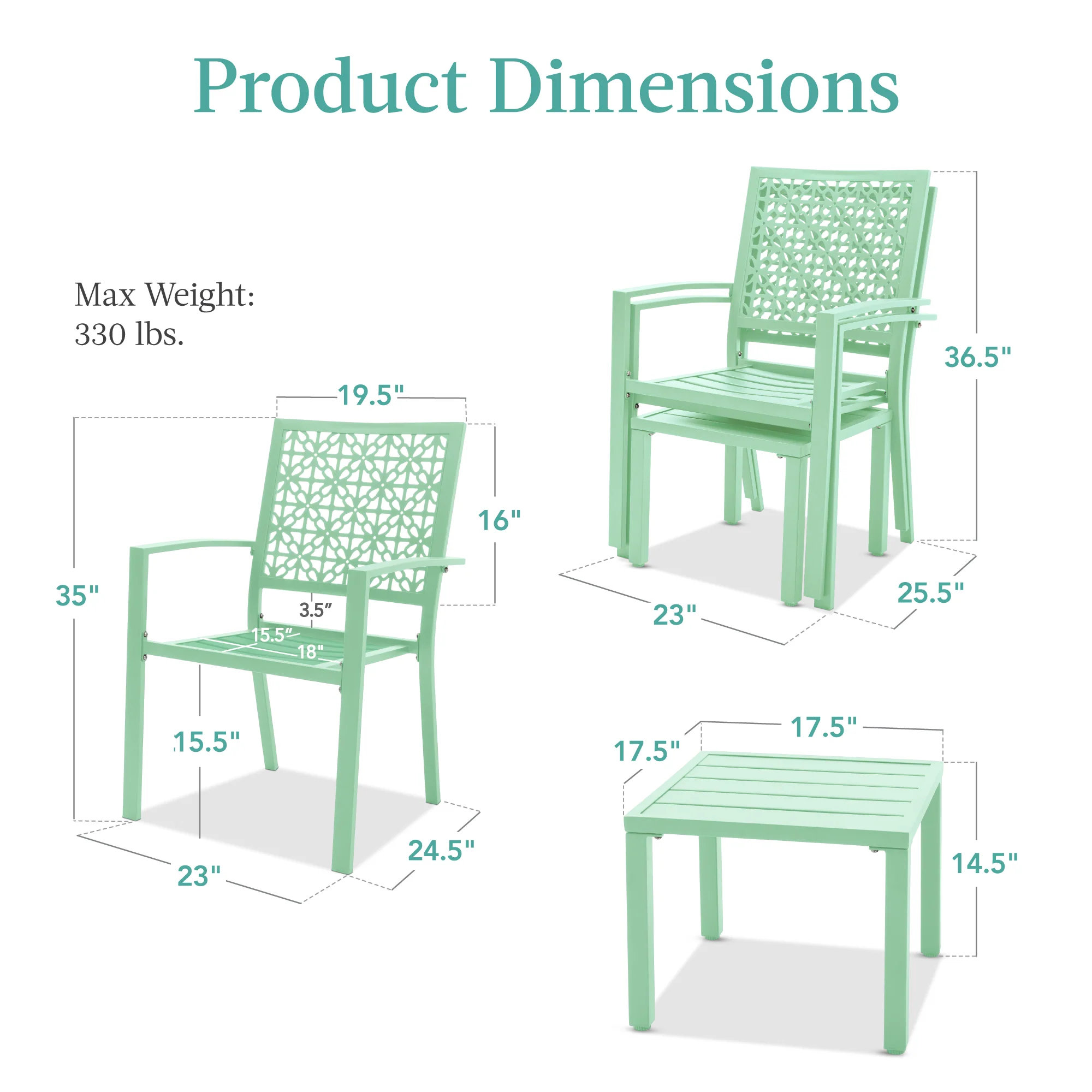 3-Piece Stackable Steel Outdoor Conversation Bistro Set - Image 7