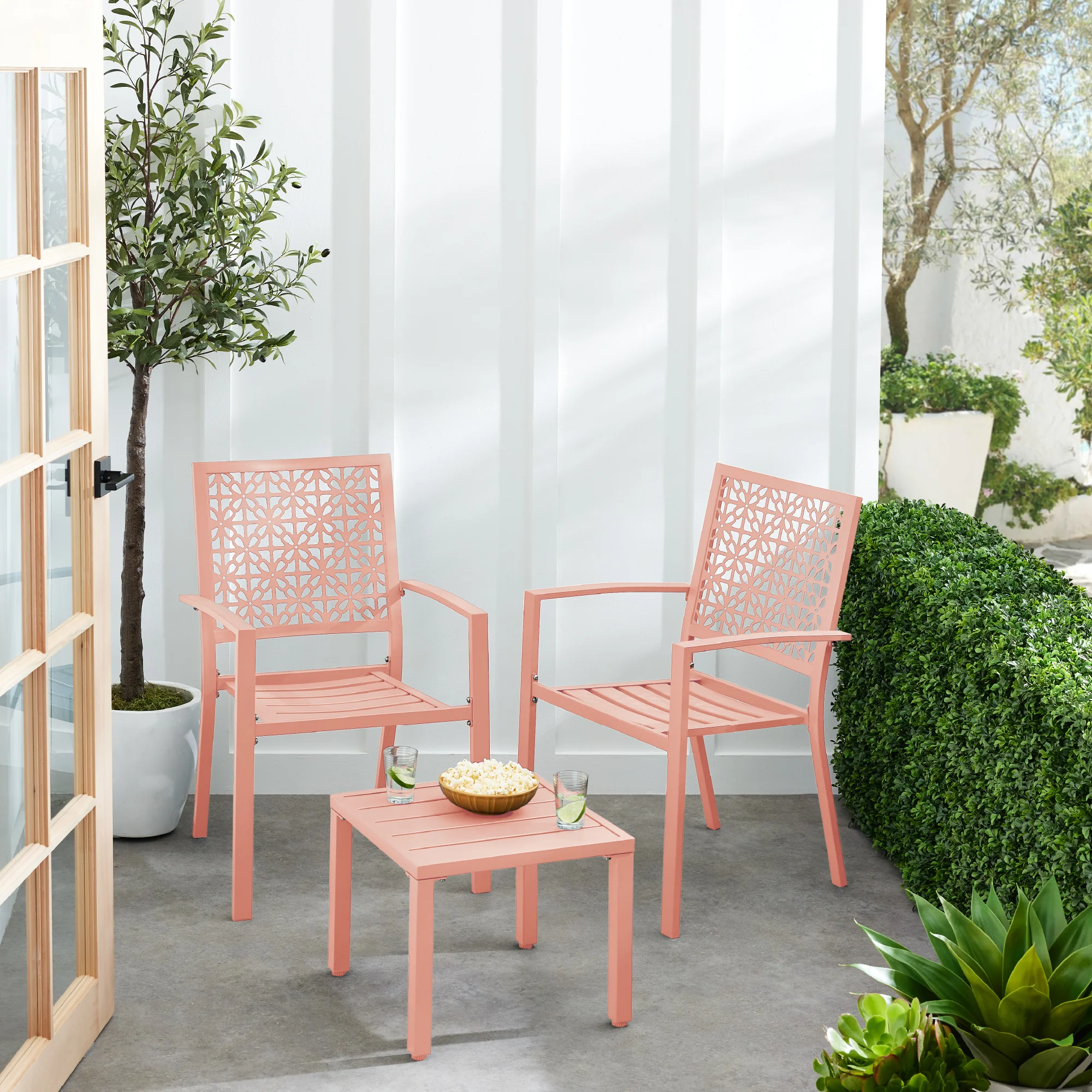 3-Piece Stackable Steel Outdoor Conversation Bistro Set - Image 9