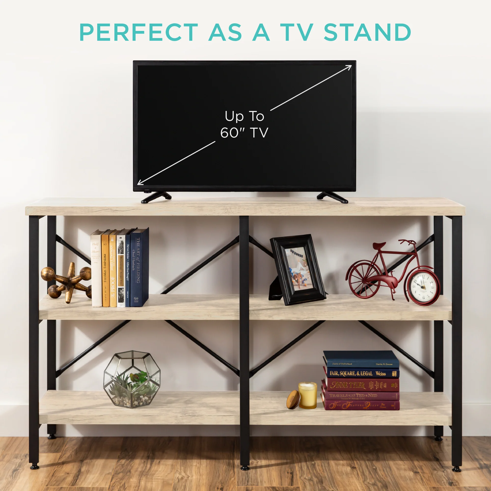 3-Tier Industrial Hallway Console Table for Living Room, Entry Way - 55in - Image 5