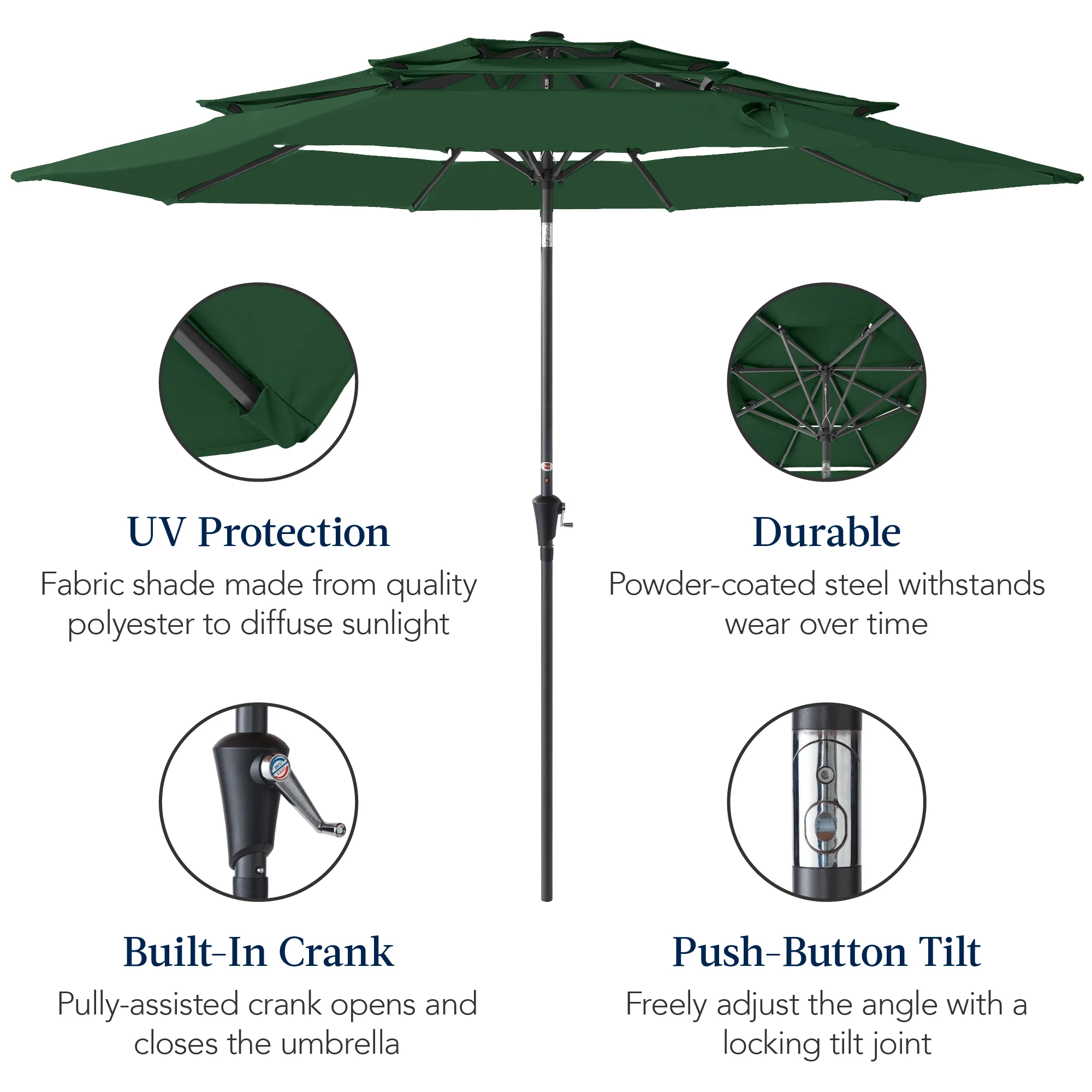 3-Tier Patio Umbrella w/ Tilt Adjustment, Crank - 10ft - Image 104