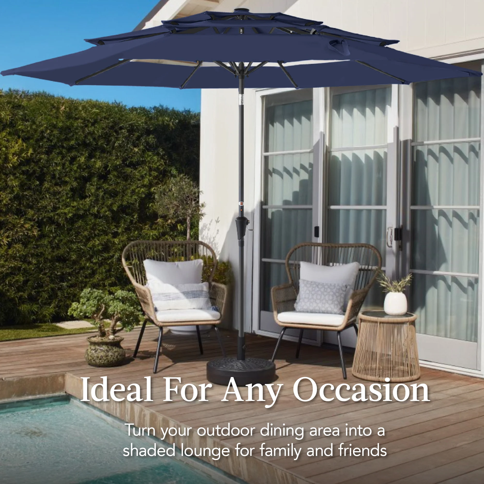 3-Tier Patio Umbrella w/ Tilt Adjustment, Crank - 10ft - Image 11