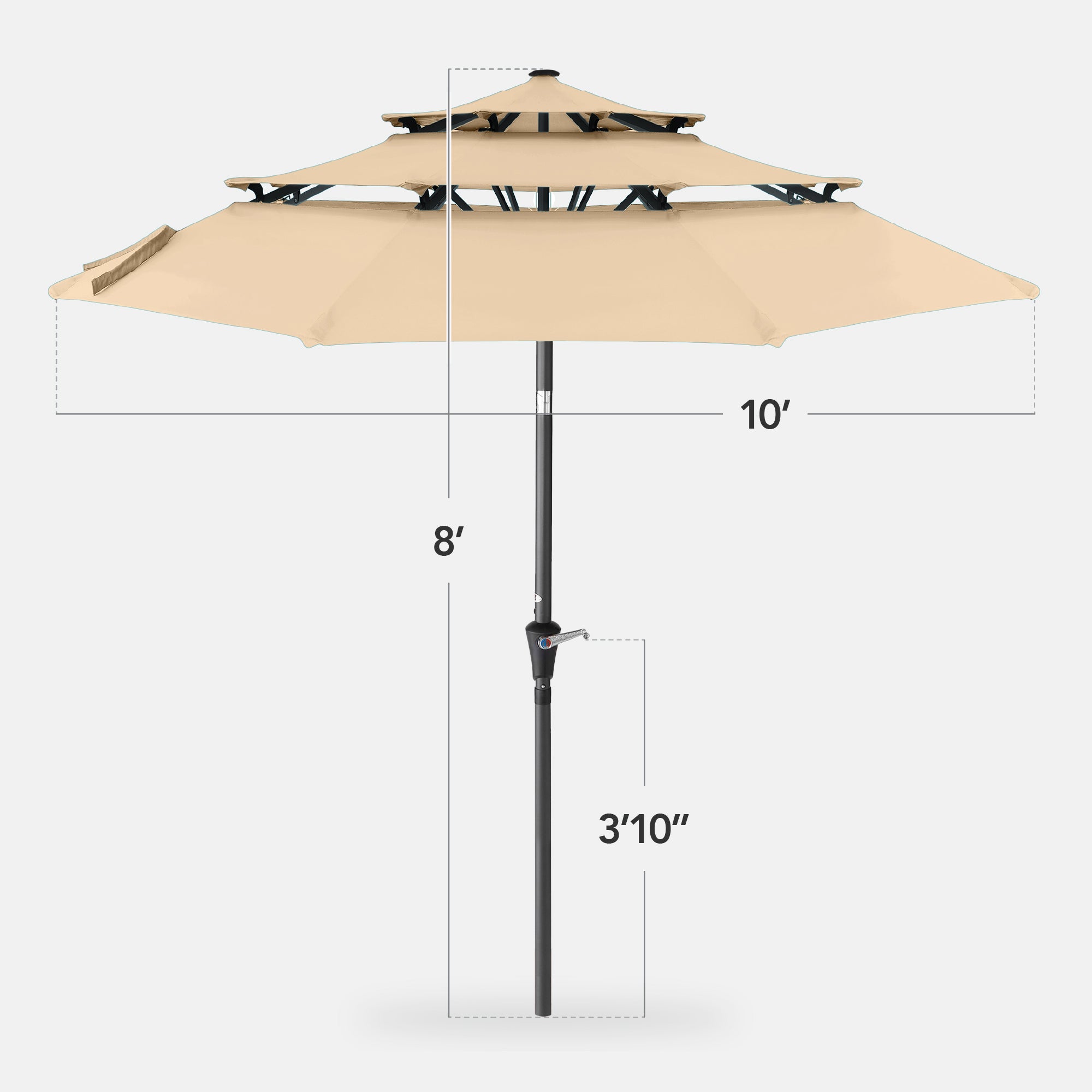 3-Tier Patio Umbrella w/ Tilt Adjustment, Crank - 10ft - Image 121