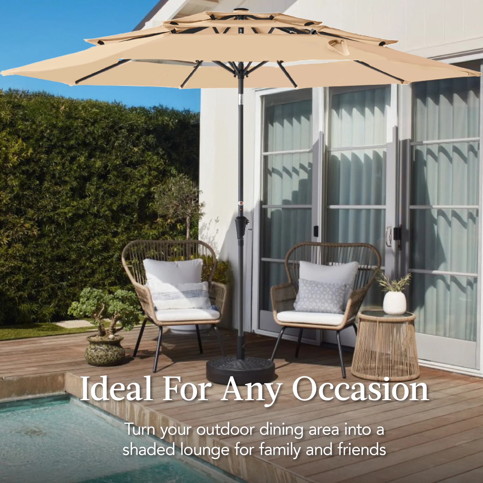3-Tier Patio Umbrella w/ Tilt Adjustment, Crank - 10ft - Image 123