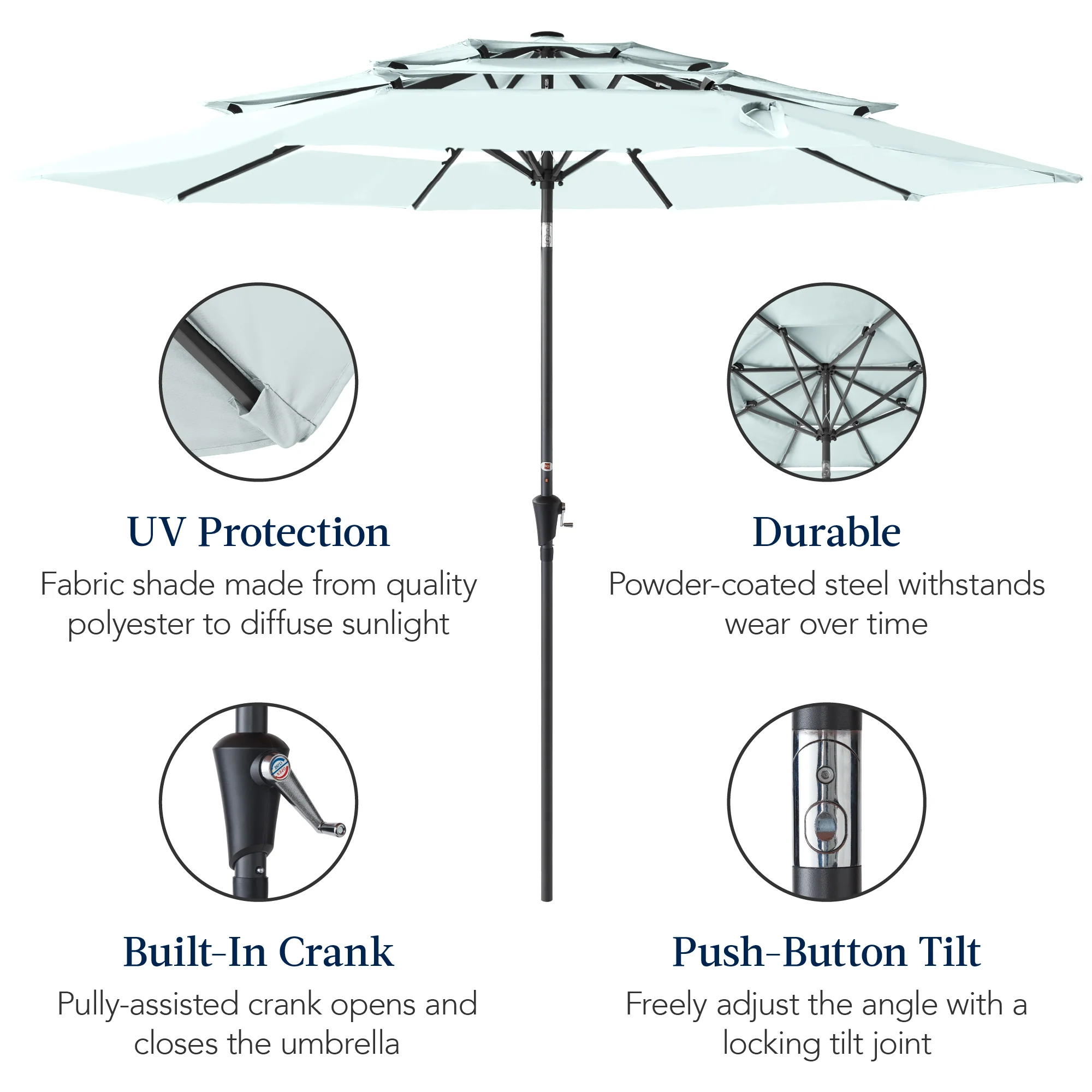 3-Tier Patio Umbrella w/ Tilt Adjustment, Crank - 10ft - Image 139
