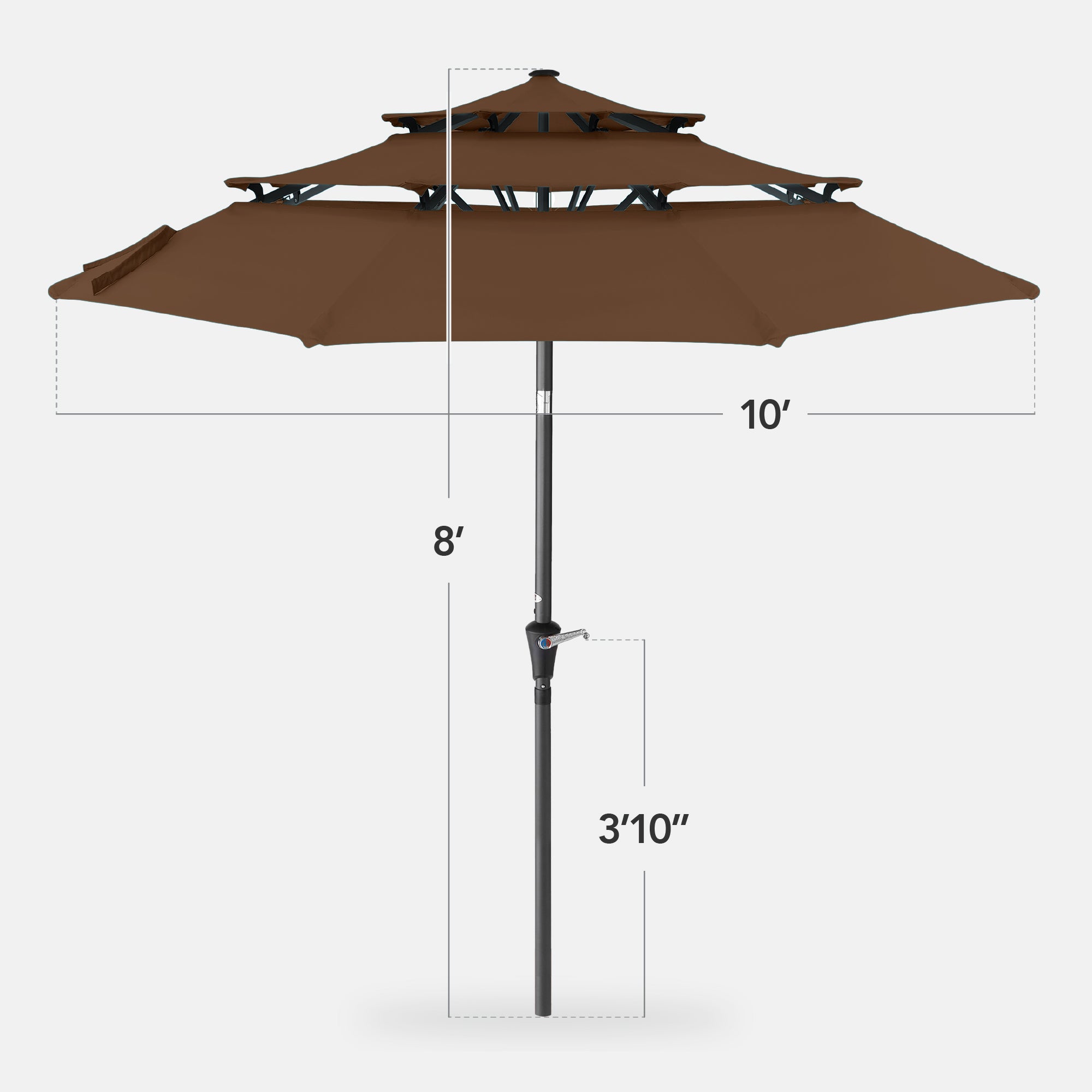 3-Tier Patio Umbrella w/ Tilt Adjustment, Crank - 10ft - Image 142