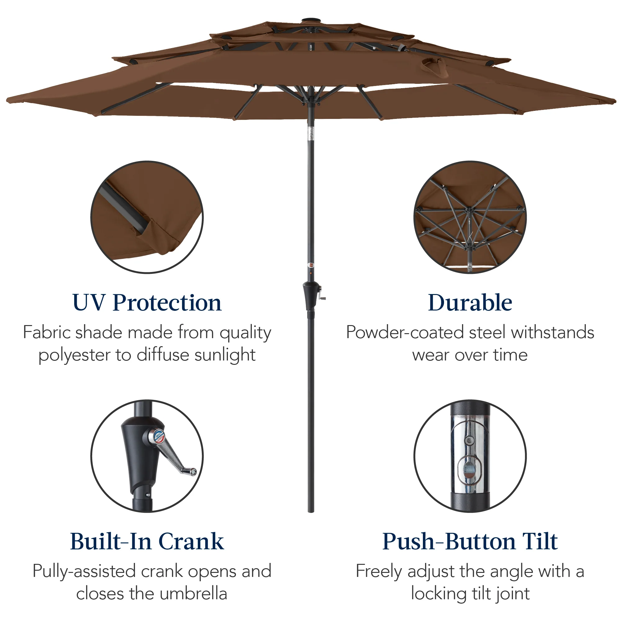 3-Tier Patio Umbrella w/ Tilt Adjustment, Crank - 10ft - Image 146