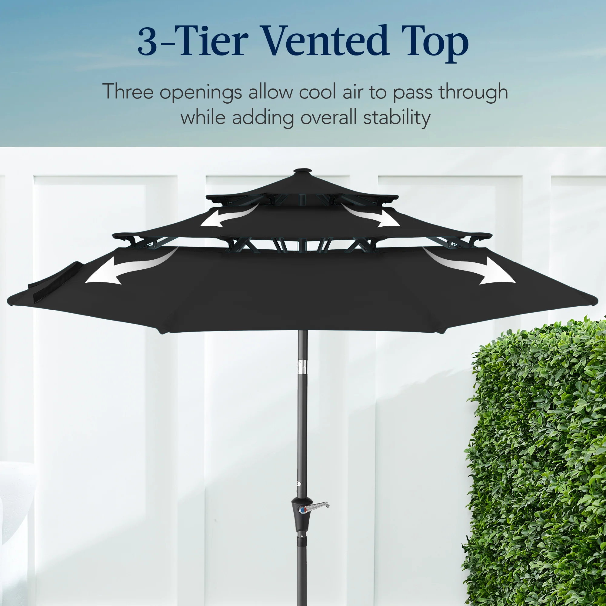 3-Tier Patio Umbrella w/ Tilt Adjustment, Crank - 10ft - Image 17