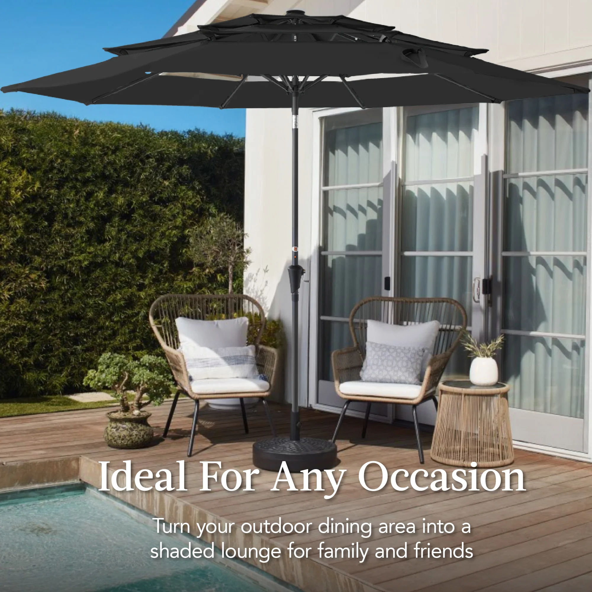 3-Tier Patio Umbrella w/ Tilt Adjustment, Crank - 10ft - Image 18