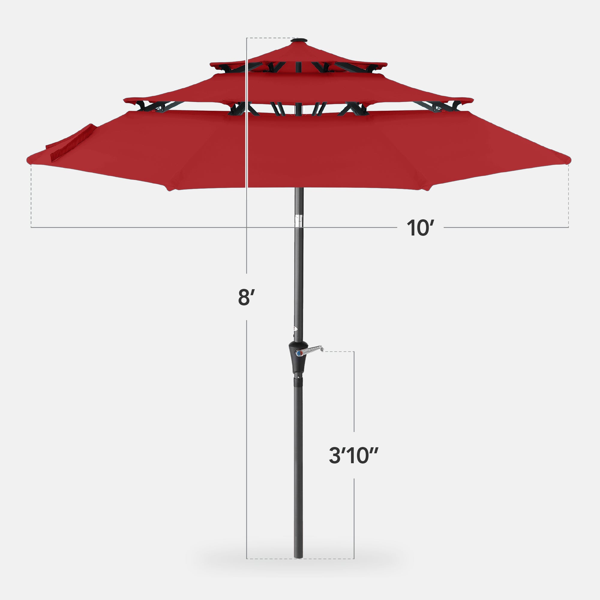 3-Tier Patio Umbrella w/ Tilt Adjustment, Crank - 10ft - Image 2