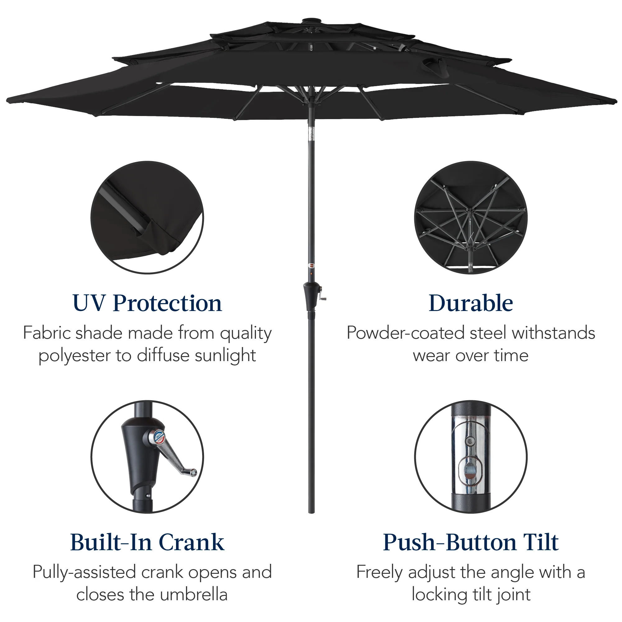 3-Tier Patio Umbrella w/ Tilt Adjustment, Crank - 10ft - Image 20