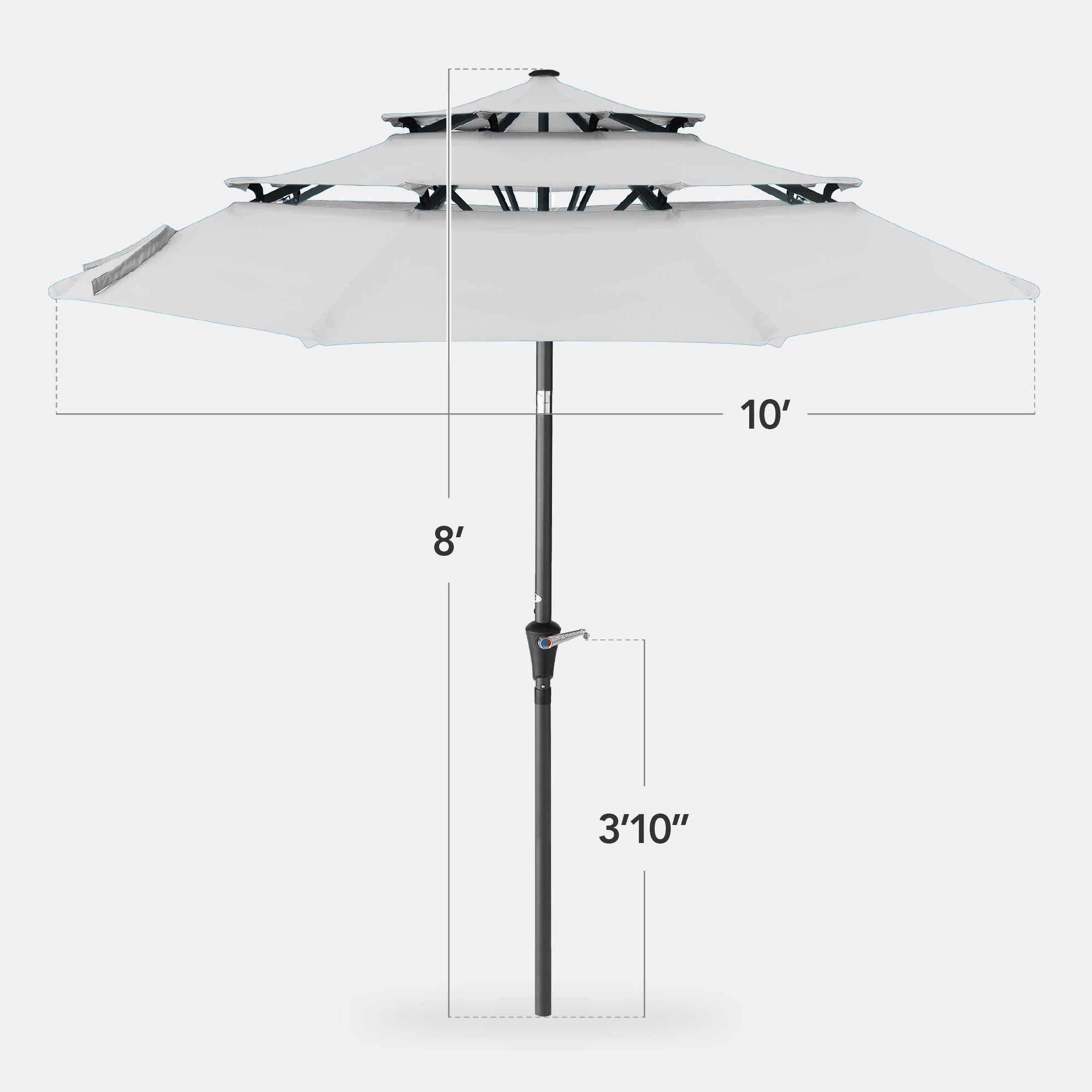 3-Tier Patio Umbrella w/ Tilt Adjustment, Crank - 10ft - Image 23