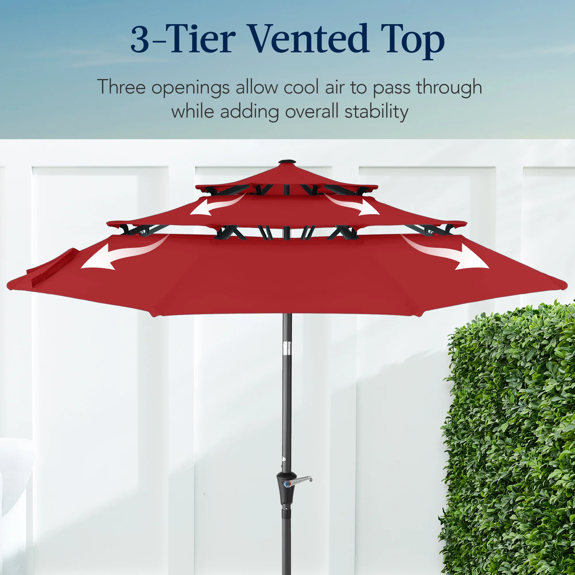 3-Tier Patio Umbrella w/ Tilt Adjustment, Crank - 10ft - Image 3