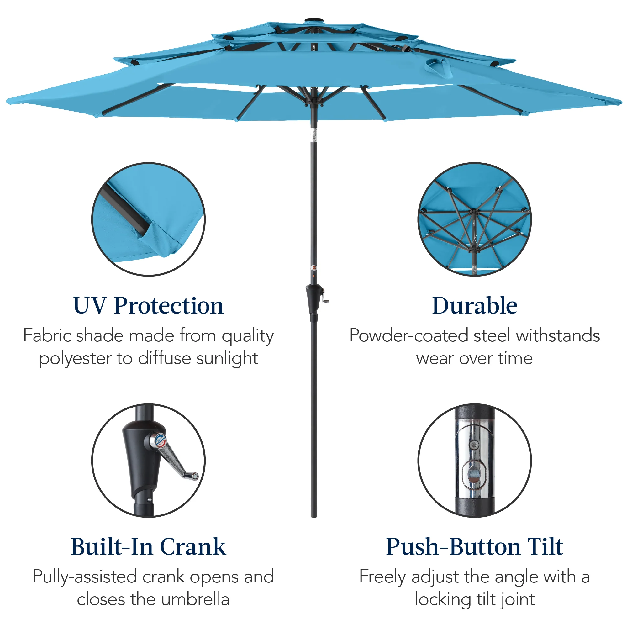 3-Tier Patio Umbrella w/ Tilt Adjustment, Crank - 10ft - Image 55