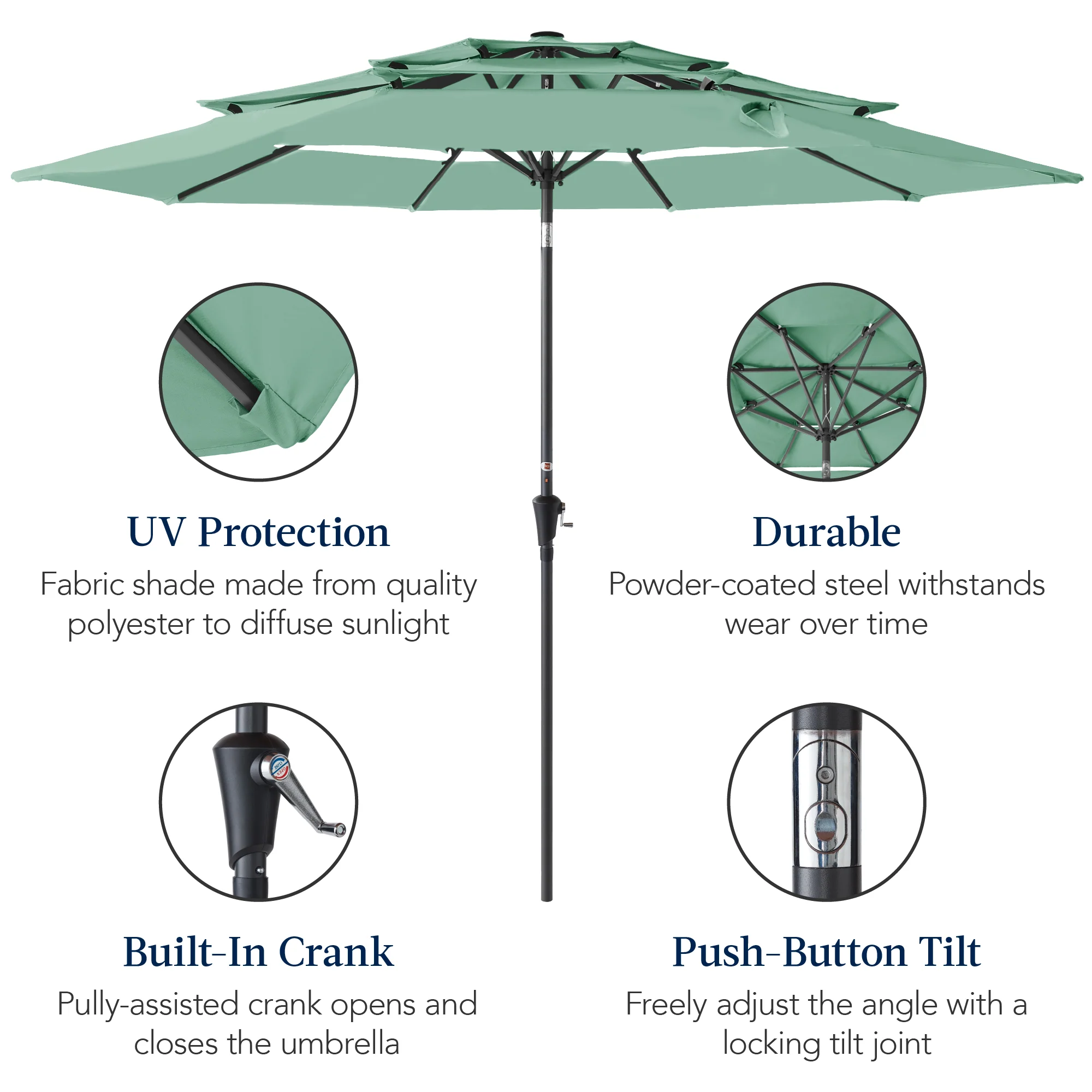 3-Tier Patio Umbrella w/ Tilt Adjustment, Crank - 10ft - Image 69