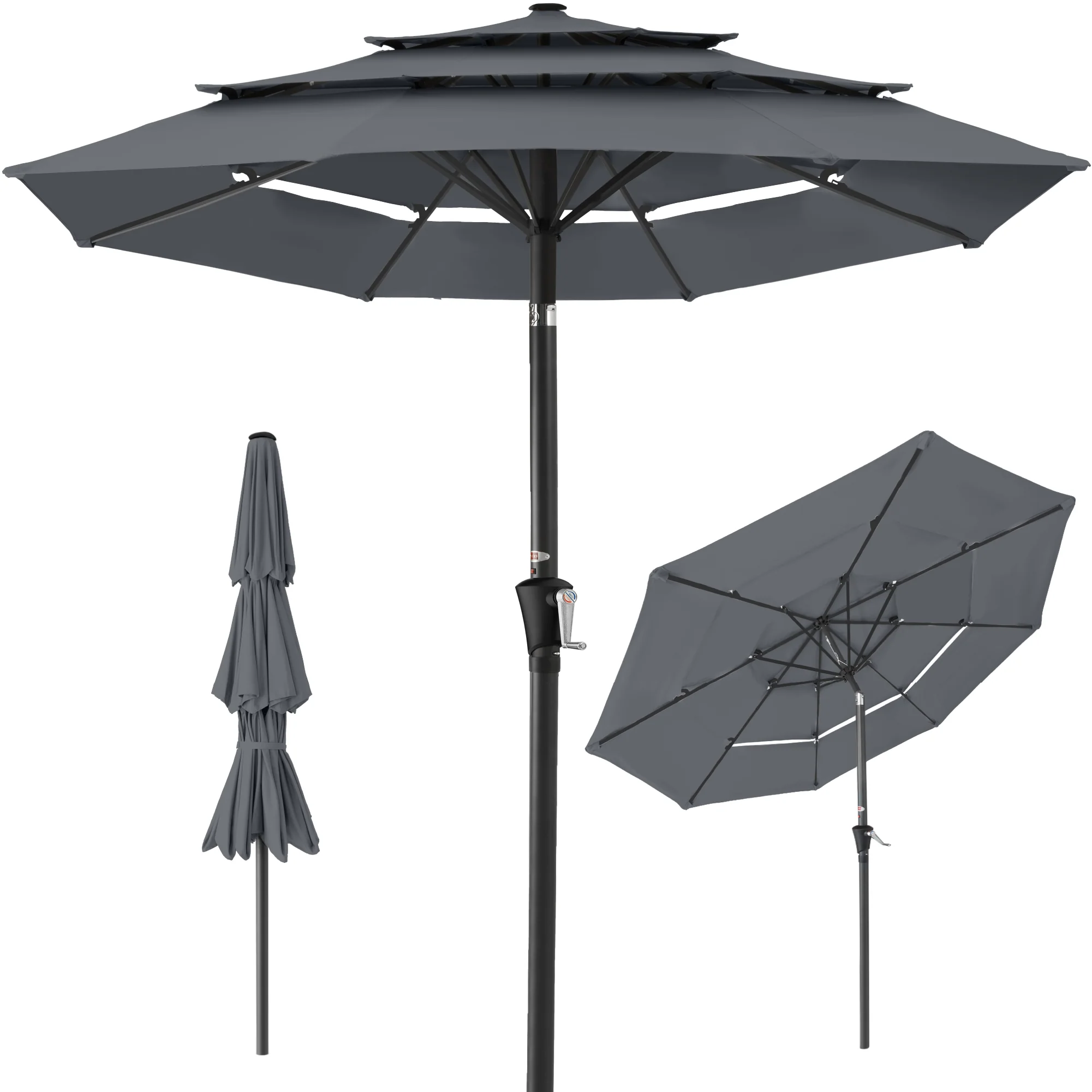 3-Tier Patio Umbrella w/ Tilt Adjustment, Crank - 10ft - Image 92