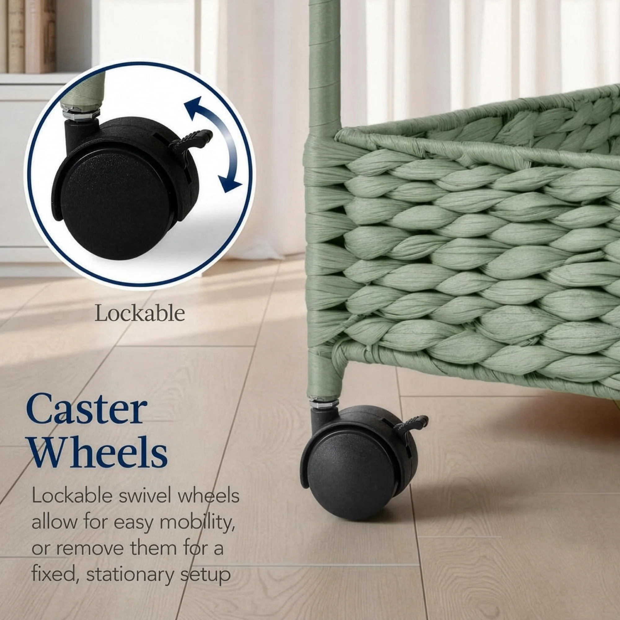 3-Tier Water Hyacinth Rolling Utility Cart w/ Weaved Baskets - Image 31