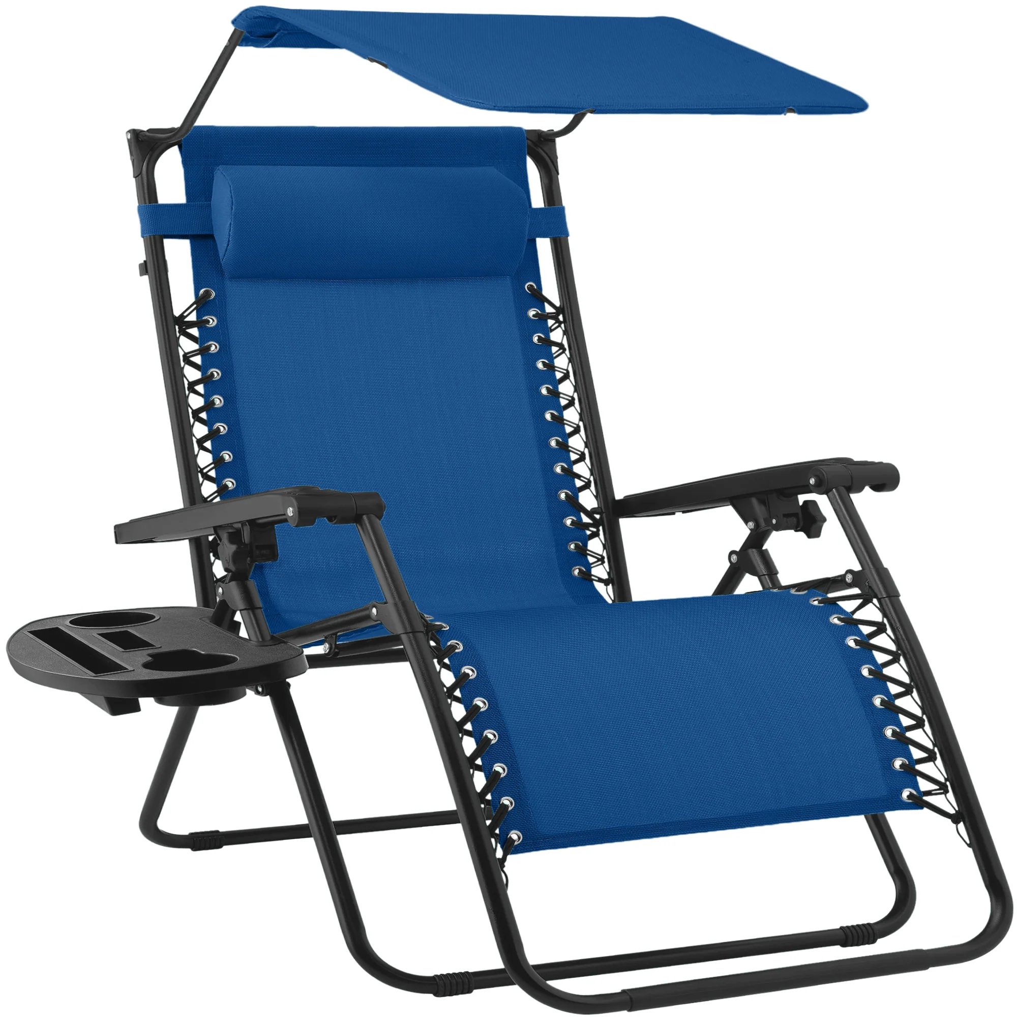 30" Wide Folding Zero Gravity Patio Lounge Chair w/Adjustable Canopy Shade - Image 10