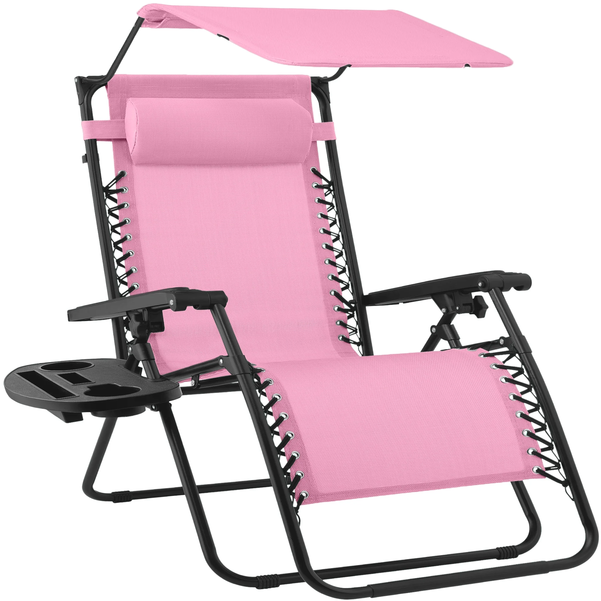 30" Wide Folding Zero Gravity Patio Lounge Chair w/Adjustable Canopy Shade - Image 28