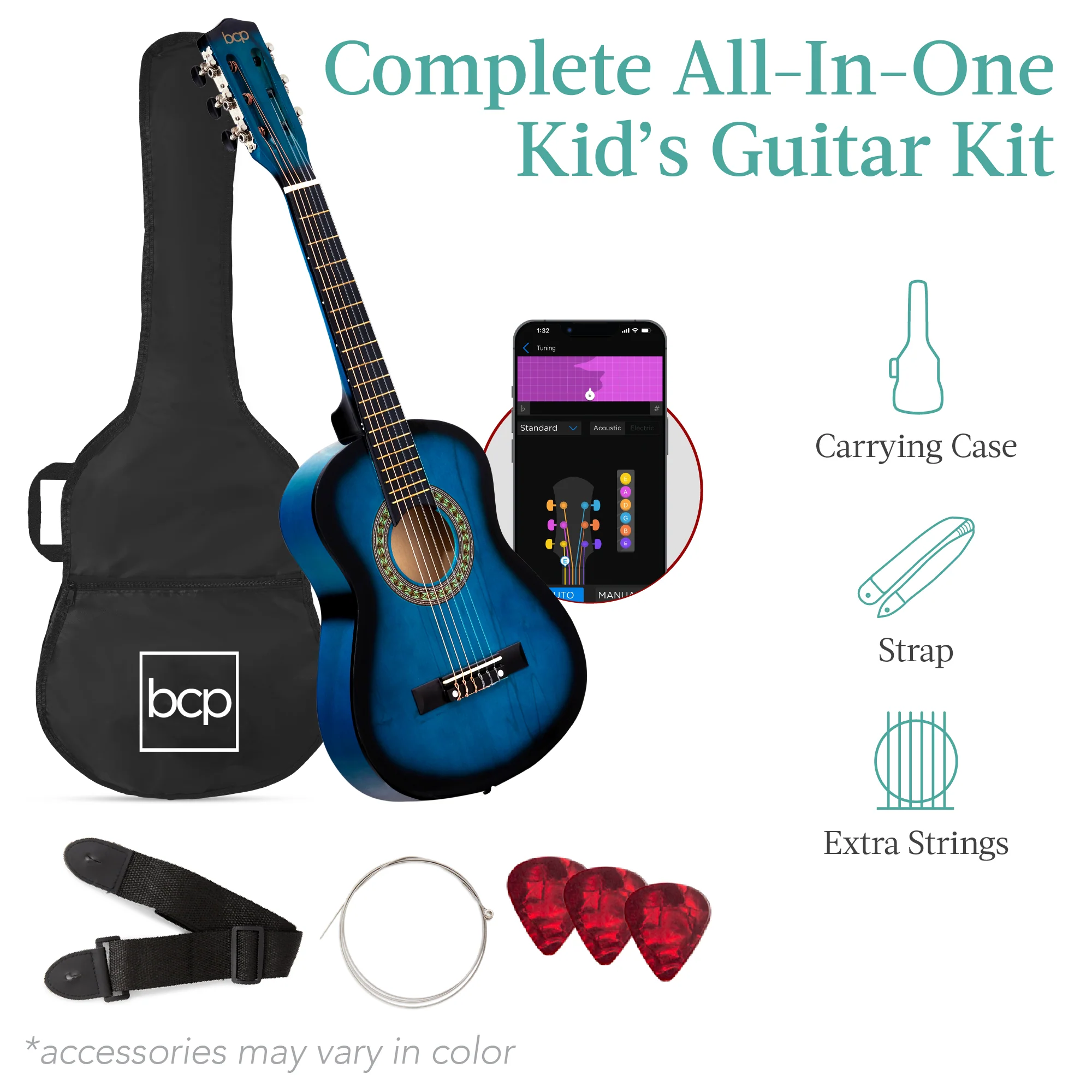 Kids Acoustic Guitar Beginner Starter Kit w/ Carrying Case - 30in - Image 19