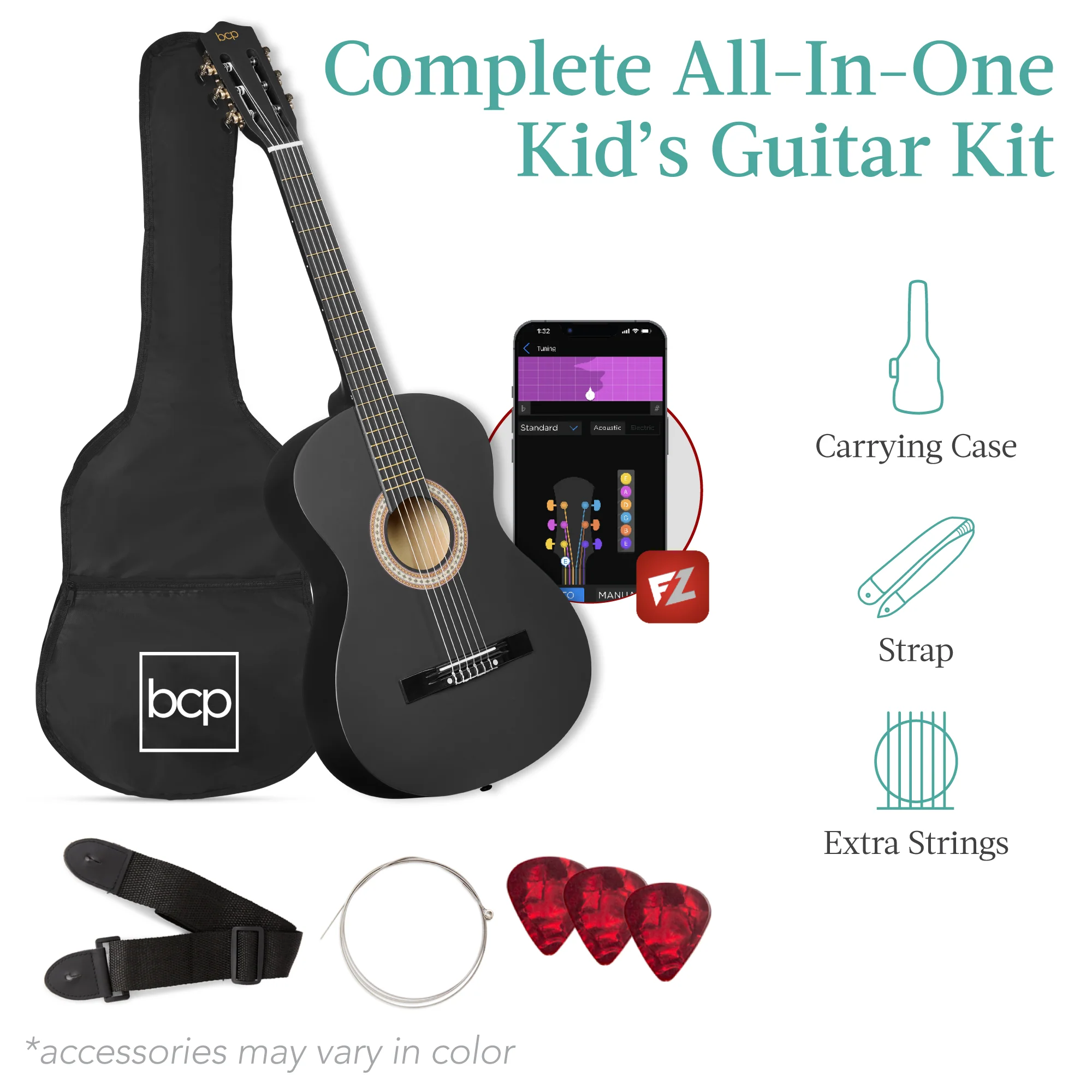 Kids Acoustic Guitar Beginner Starter Kit w/ Carrying Case - 30in - Image 35
