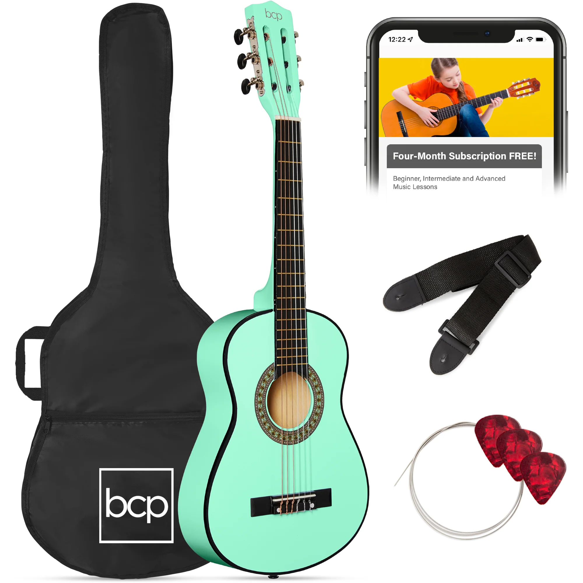 Kids Acoustic Guitar Beginner Starter Kit w/ Carrying Case - 30in - Image 40