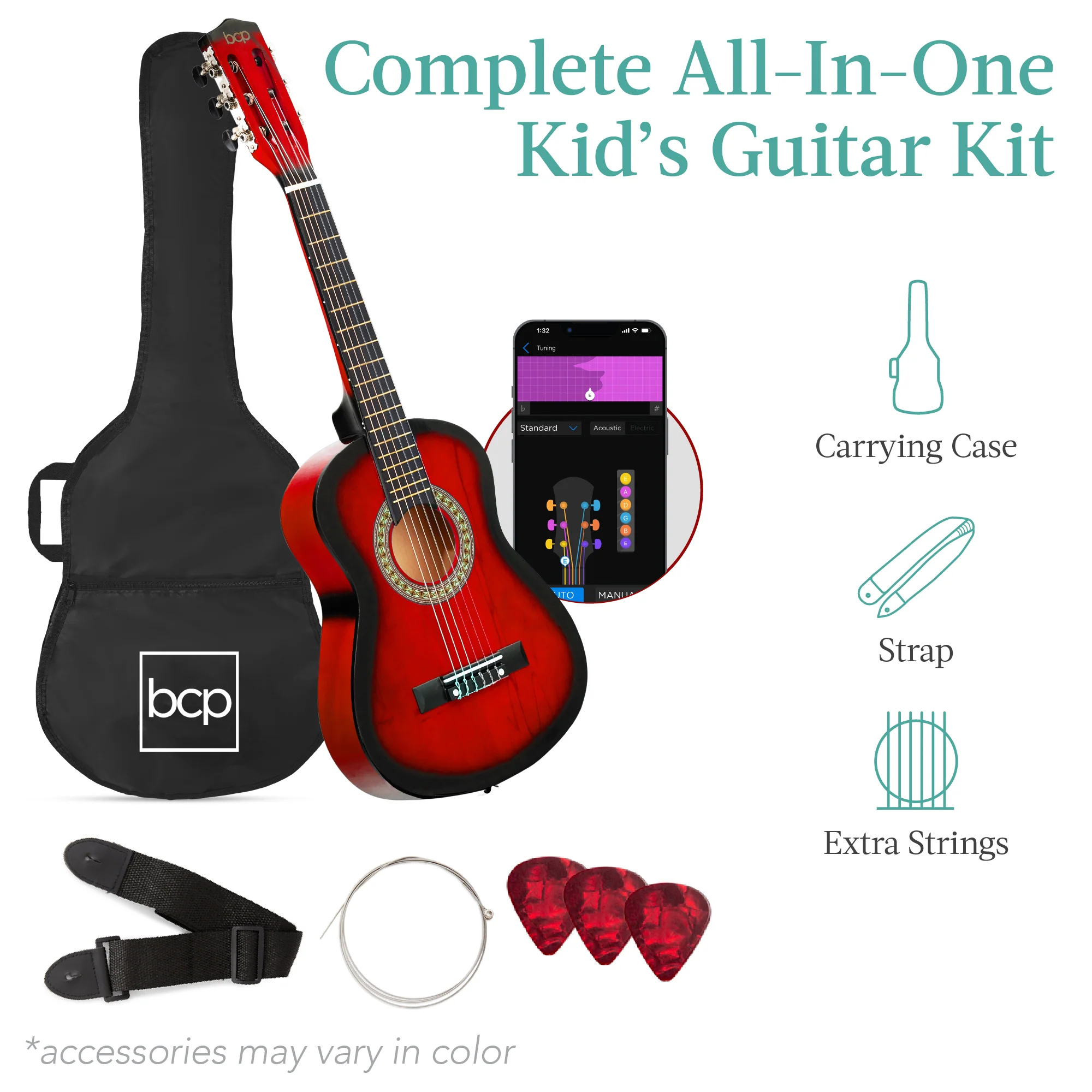 Kids Acoustic Guitar Beginner Starter Kit w/ Carrying Case - 30in - Image 50