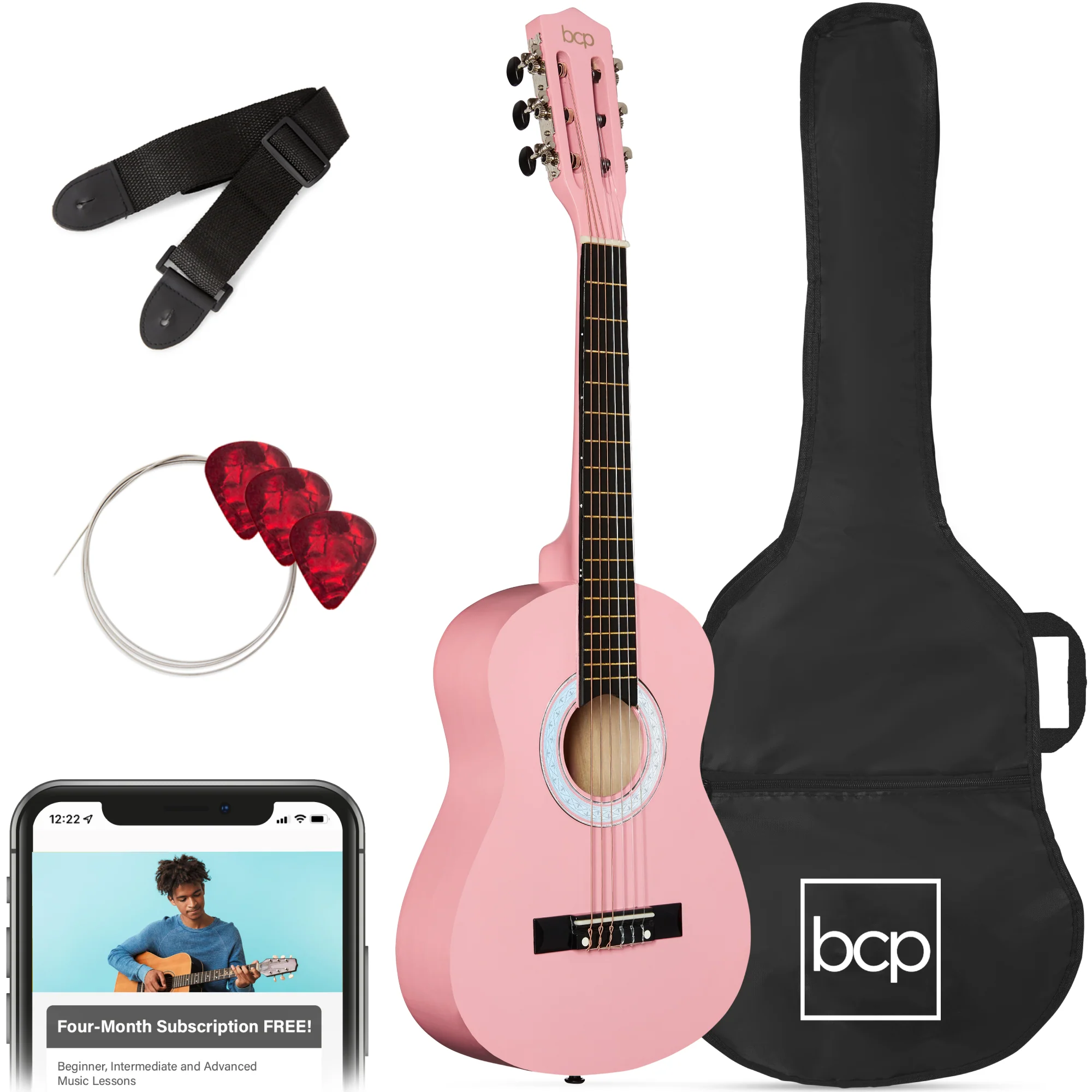 Kids Acoustic Guitar Beginner Starter Kit w/ Carrying Case - 30in - Image 56