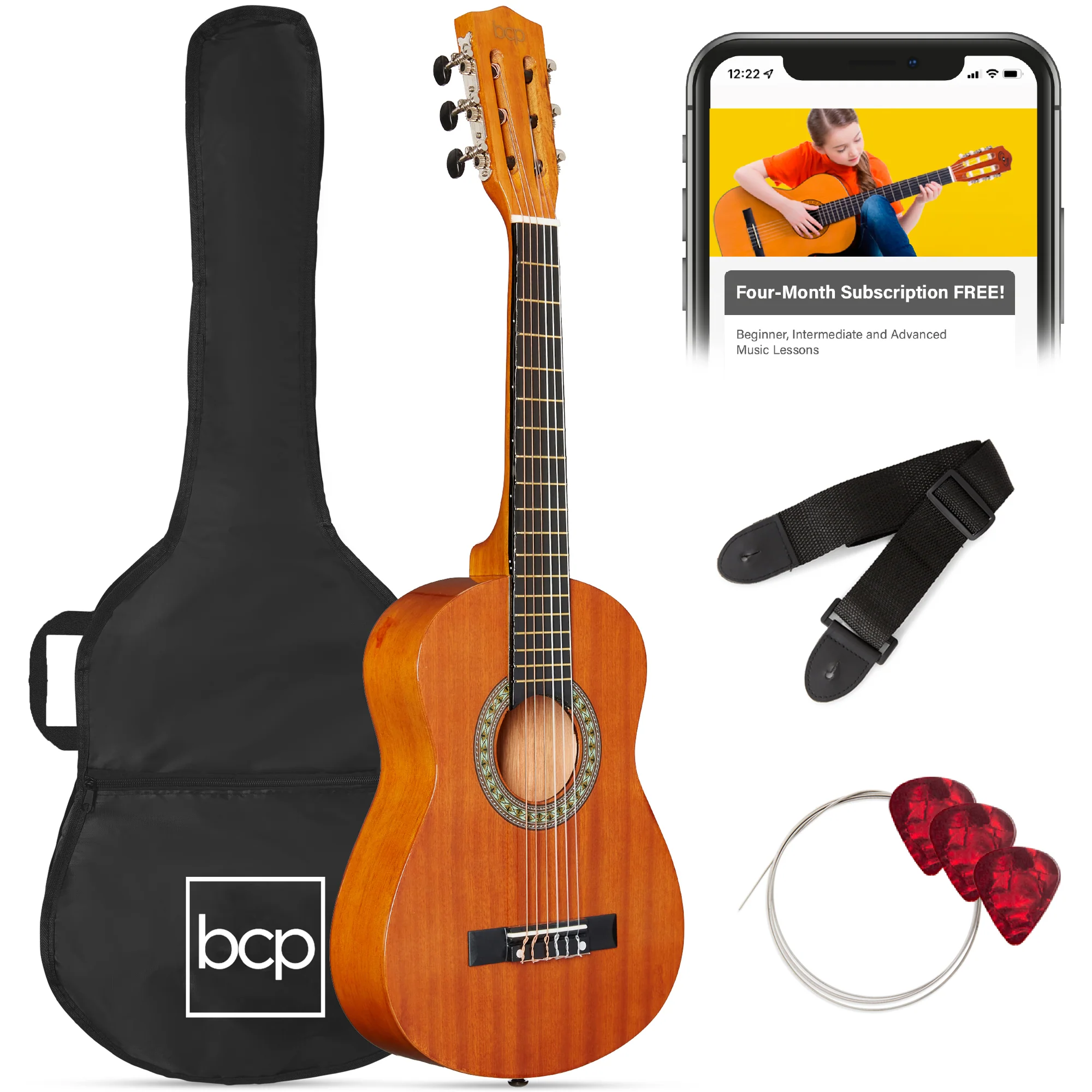 Kids Acoustic Guitar Beginner Starter Kit w/ Carrying Case - 30in - Image 63