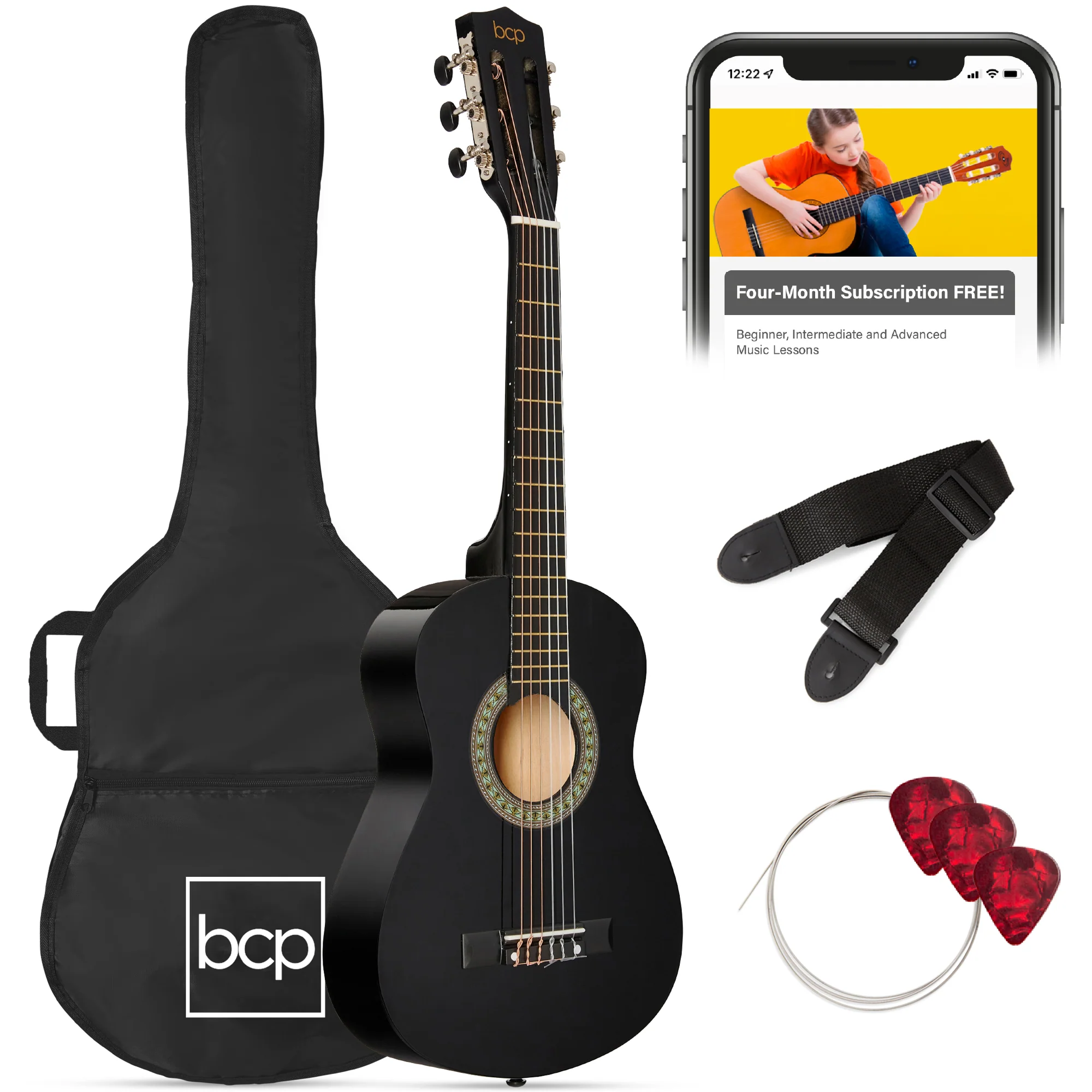 Kids Acoustic Guitar Beginner Starter Kit w/ Carrying Case - 30in - Image 71