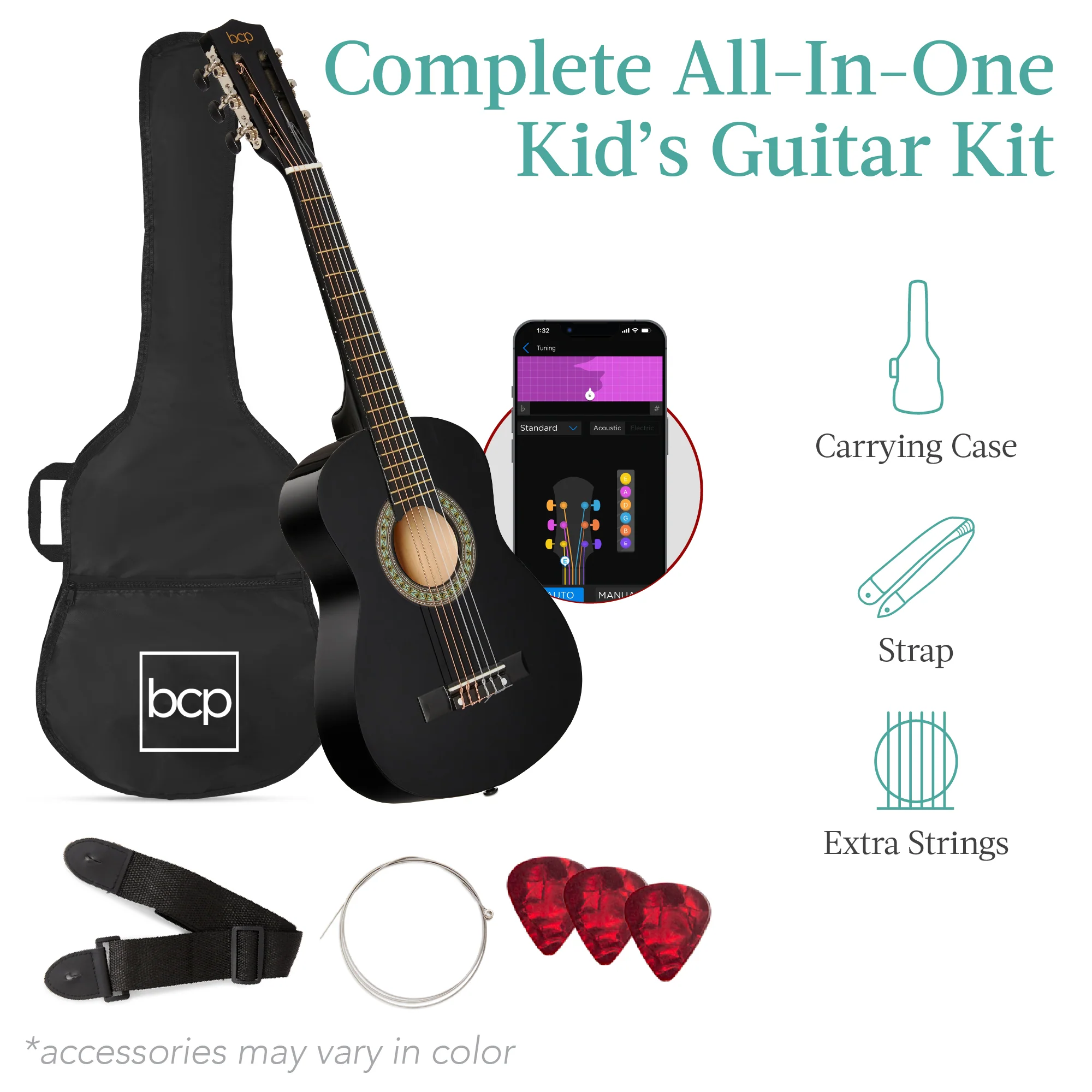 Kids Acoustic Guitar Beginner Starter Kit w/ Carrying Case - 30in - Image 73